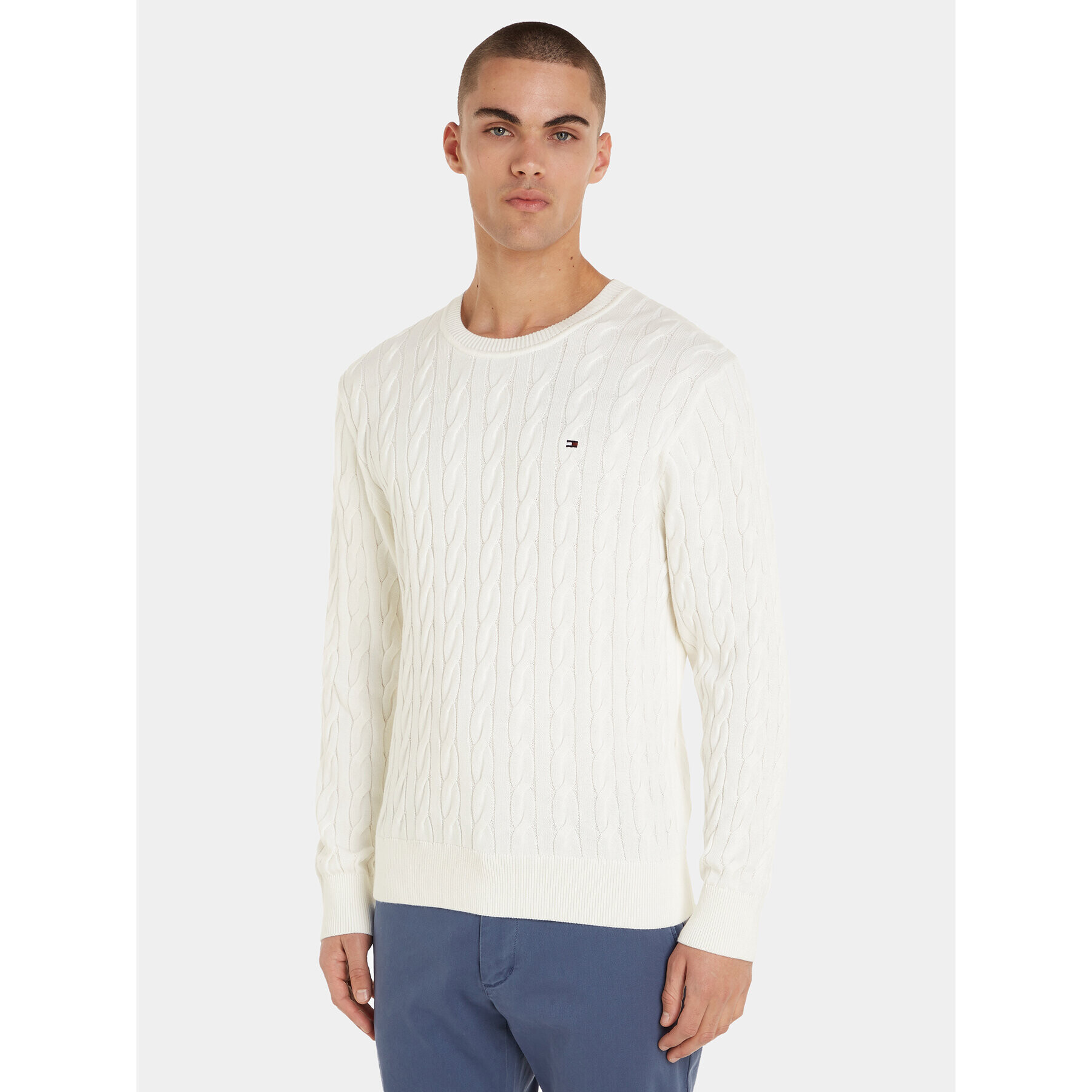 Tommy Hilfiger Sveter MW0MW33132 Écru Relaxed Fit - Pepit.sk