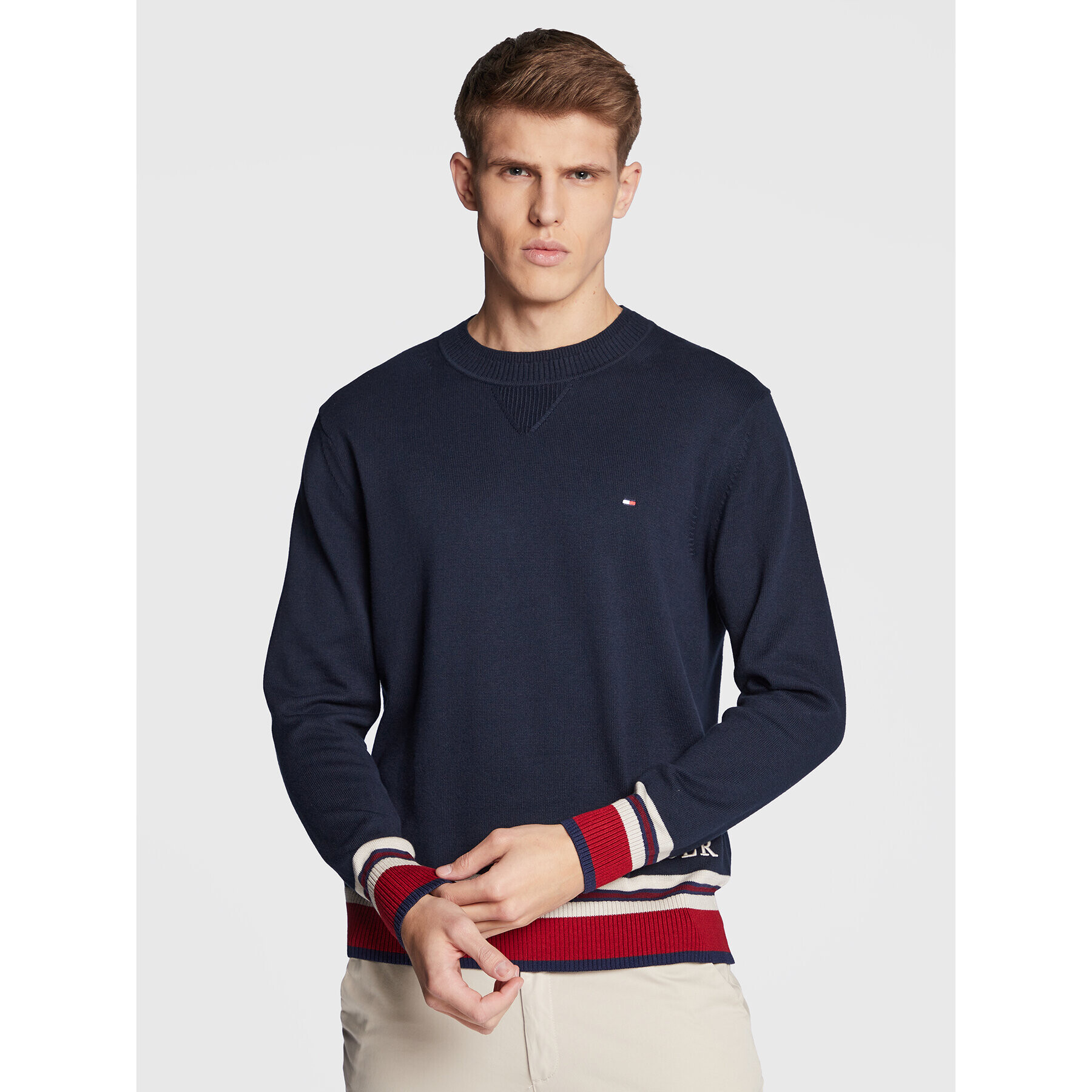 Tommy Hilfiger Sveter Placed Graphic MW0MW29028 Tmavomodrá Relaxed Fit - Pepit.sk