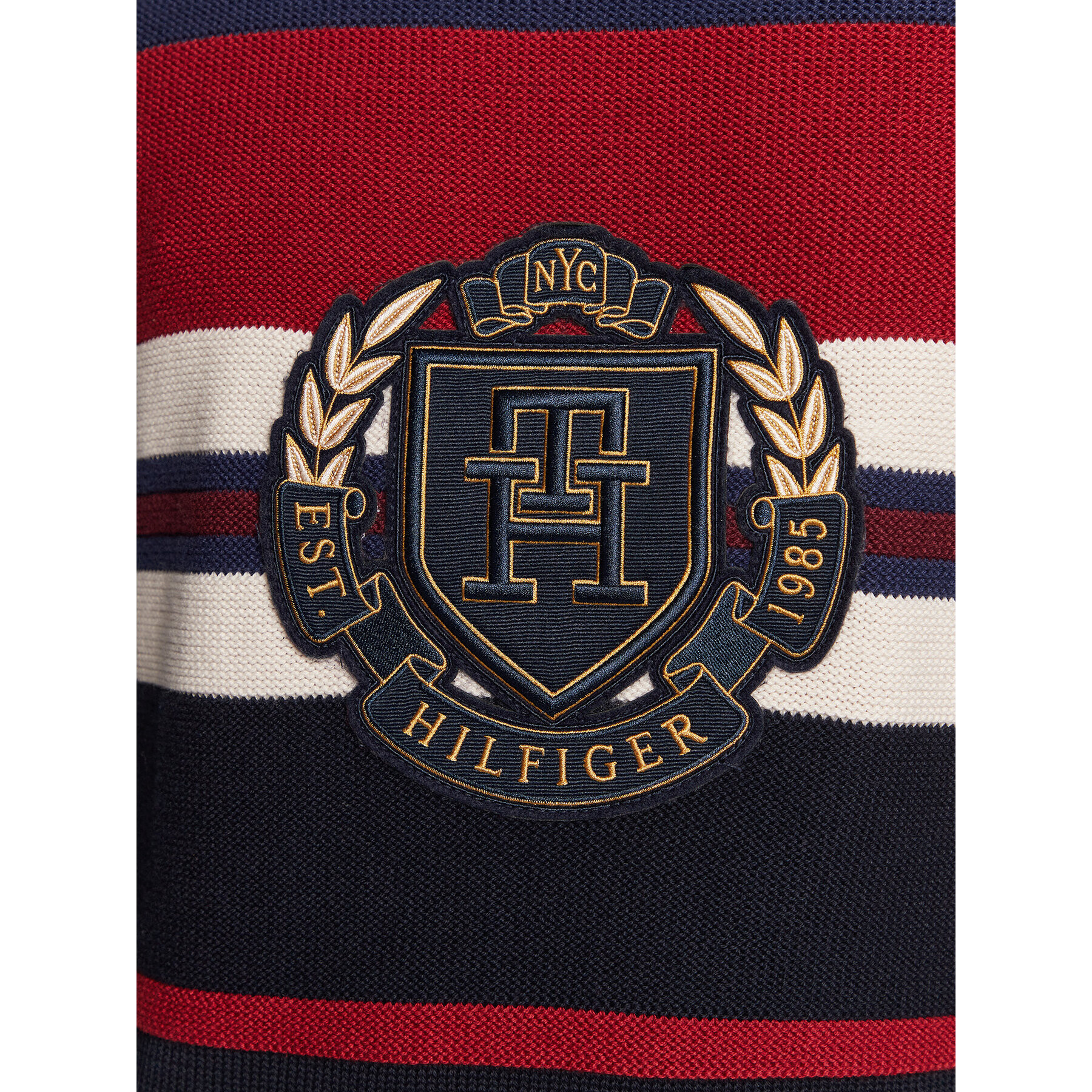 Tommy Hilfiger Sveter Seasonal Crest Stripe MW0MW29050 Tmavomodrá Relaxed Fit - Pepit.sk