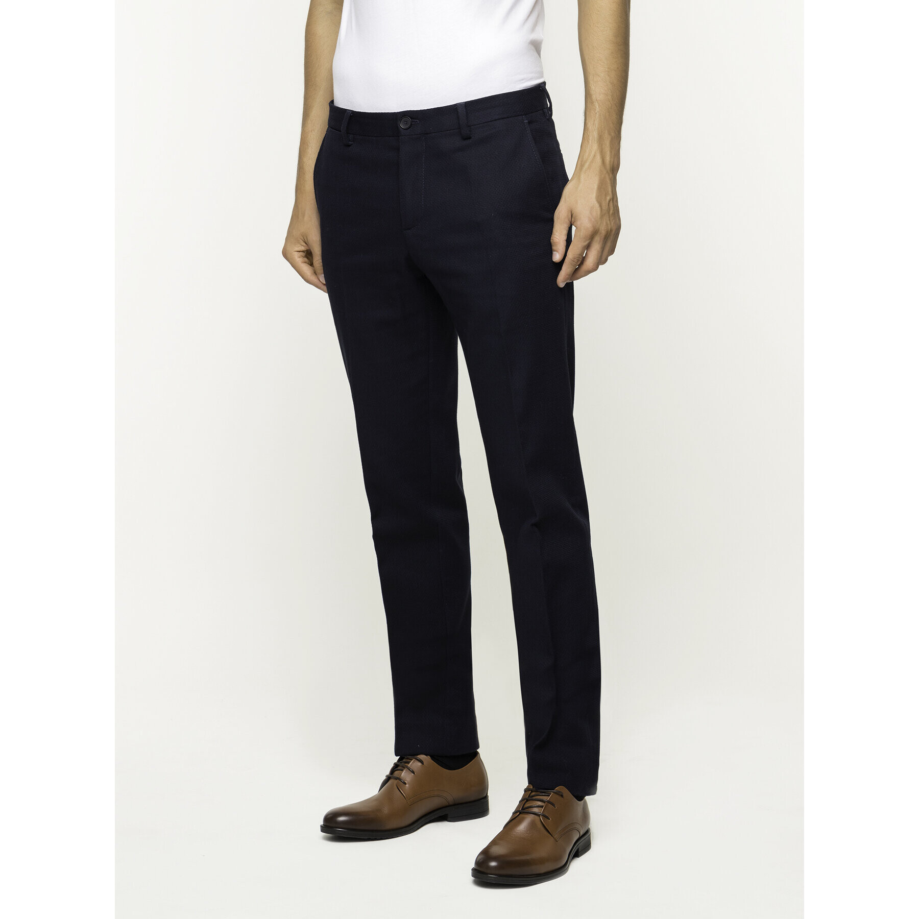 Tommy Hilfiger Tailored Bavlnené nohavice TT0TT05801 Tmavomodrá Slim Fit - Pepit.sk