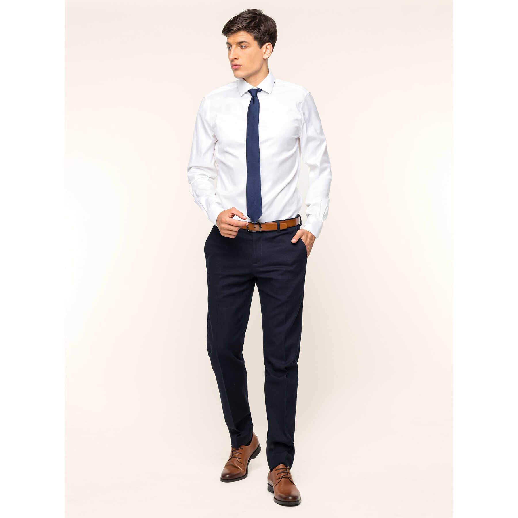 Tommy Hilfiger Tailored Bavlnené nohavice TT0TT05801 Tmavomodrá Slim Fit - Pepit.sk