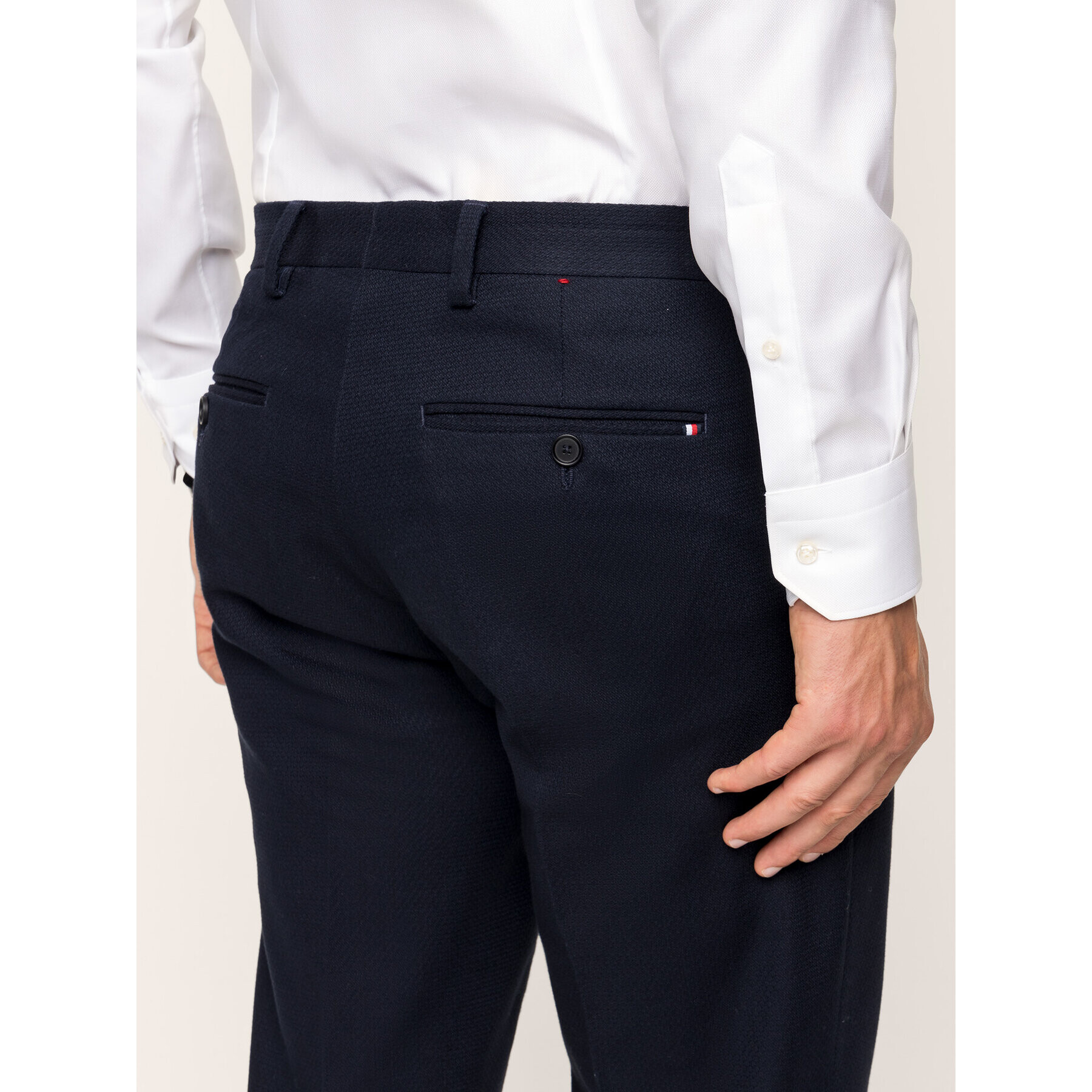 Tommy Hilfiger Tailored Bavlnené nohavice TT0TT05801 Tmavomodrá Slim Fit - Pepit.sk