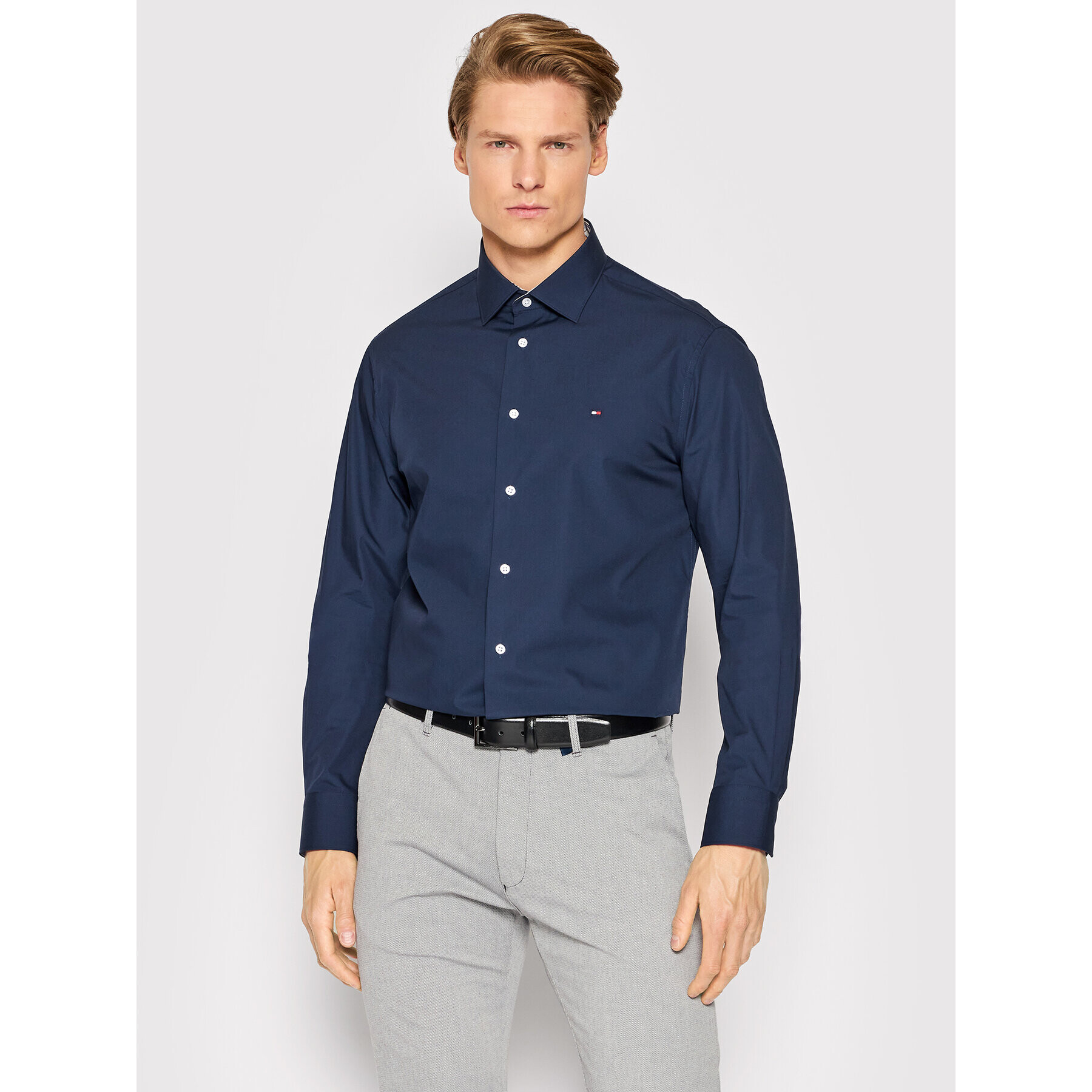 Tommy Hilfiger Tailored Košeľa Cl Solid Poplin MW0MW21728 Tmavomodrá Regular Fit - Pepit.sk