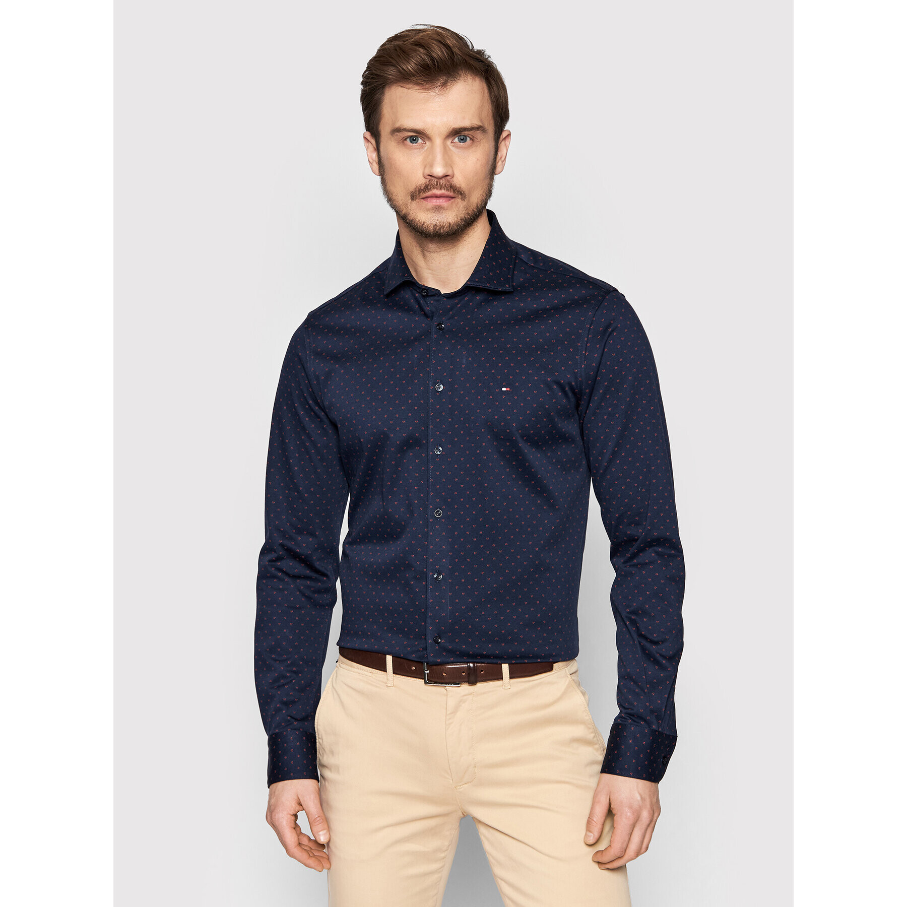 Tommy Hilfiger Tailored Košeľa Jearsey Print MW0MW20821 Tmavomodrá Slim Fit - Pepit.sk