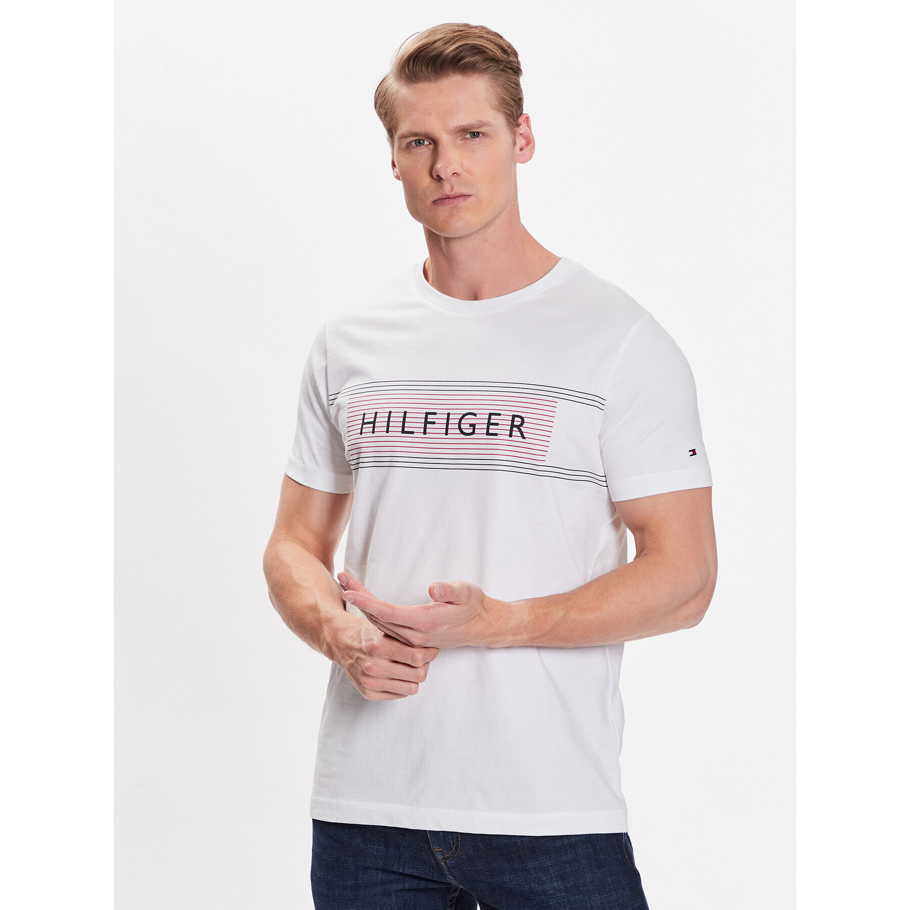 Tommy Hilfiger Tričko Brand Love Chest MW0MW30035 Biela Slim Fit - Pepit.sk