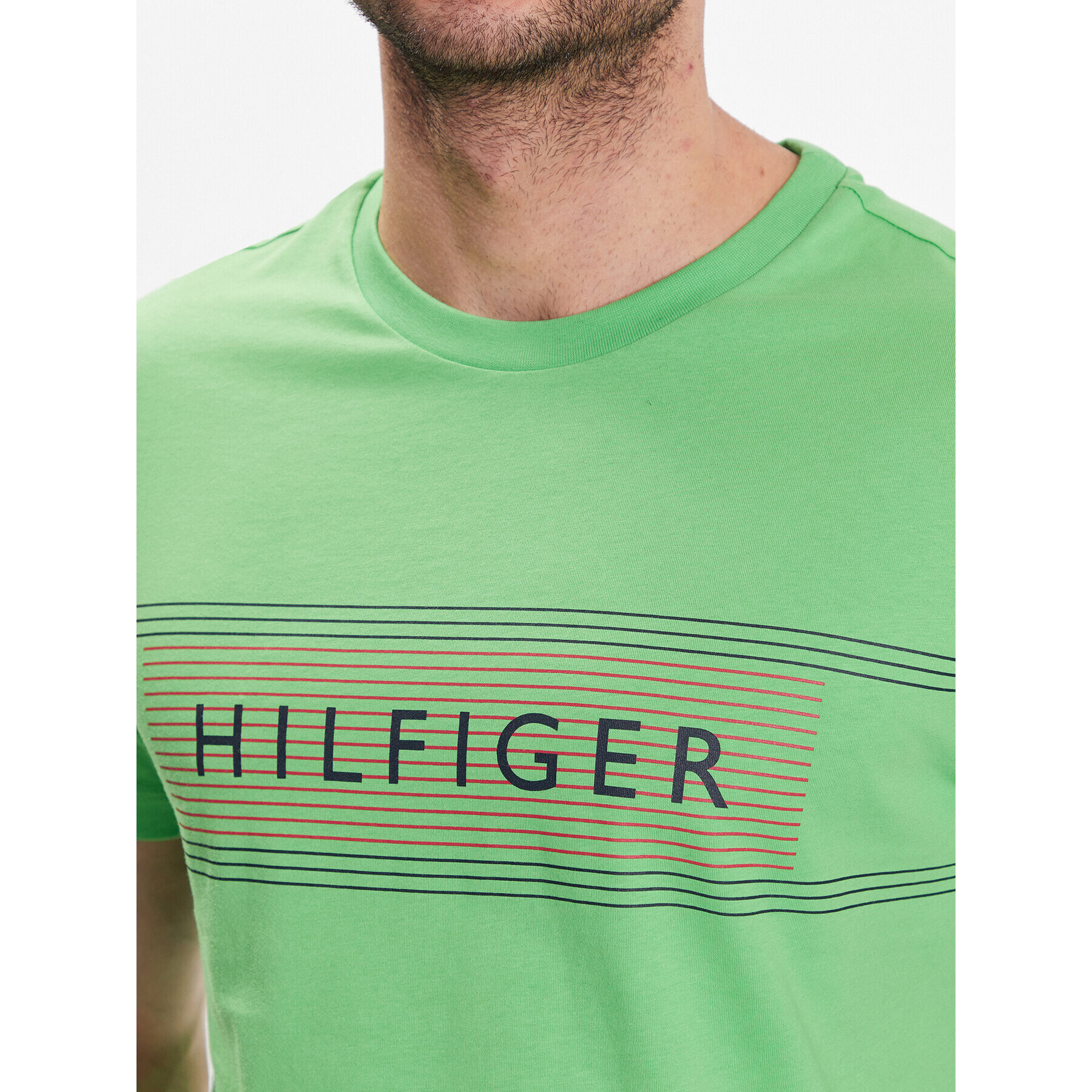 Tommy Hilfiger Tričko Brand Love Chest MW0MW30035 Zelená Slim Fit - Pepit.sk