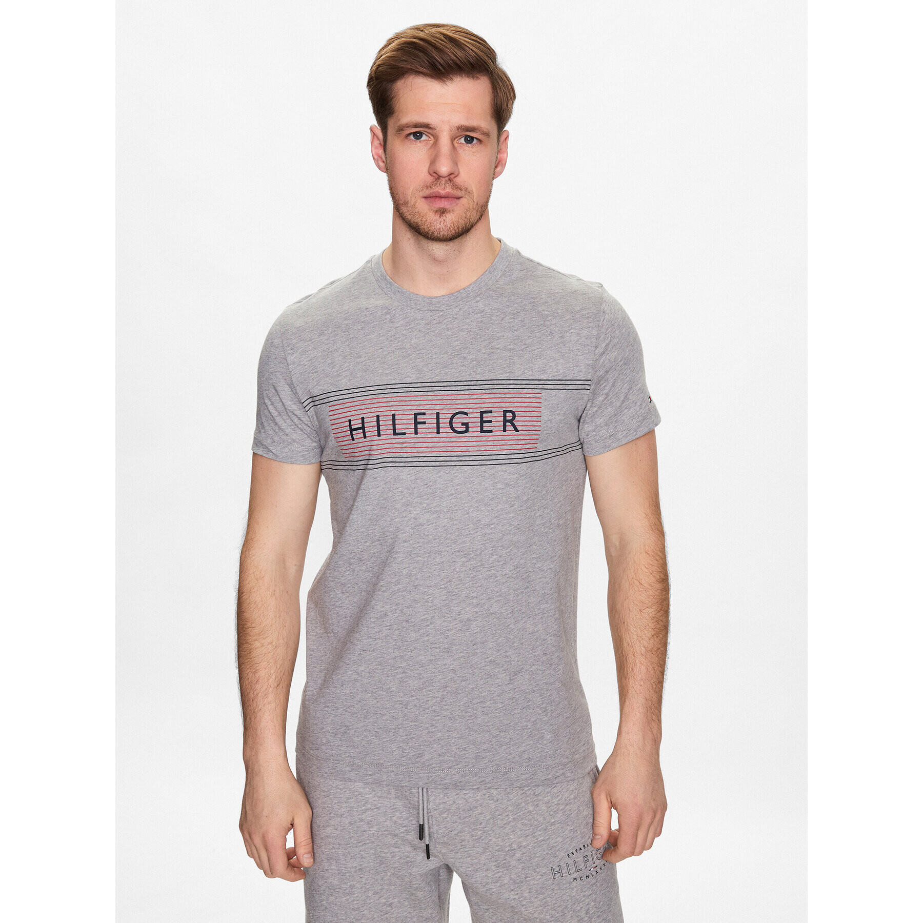 Tommy Hilfiger Tričko Brand Love MW0MW30035 Sivá Regular Fit - Pepit.sk