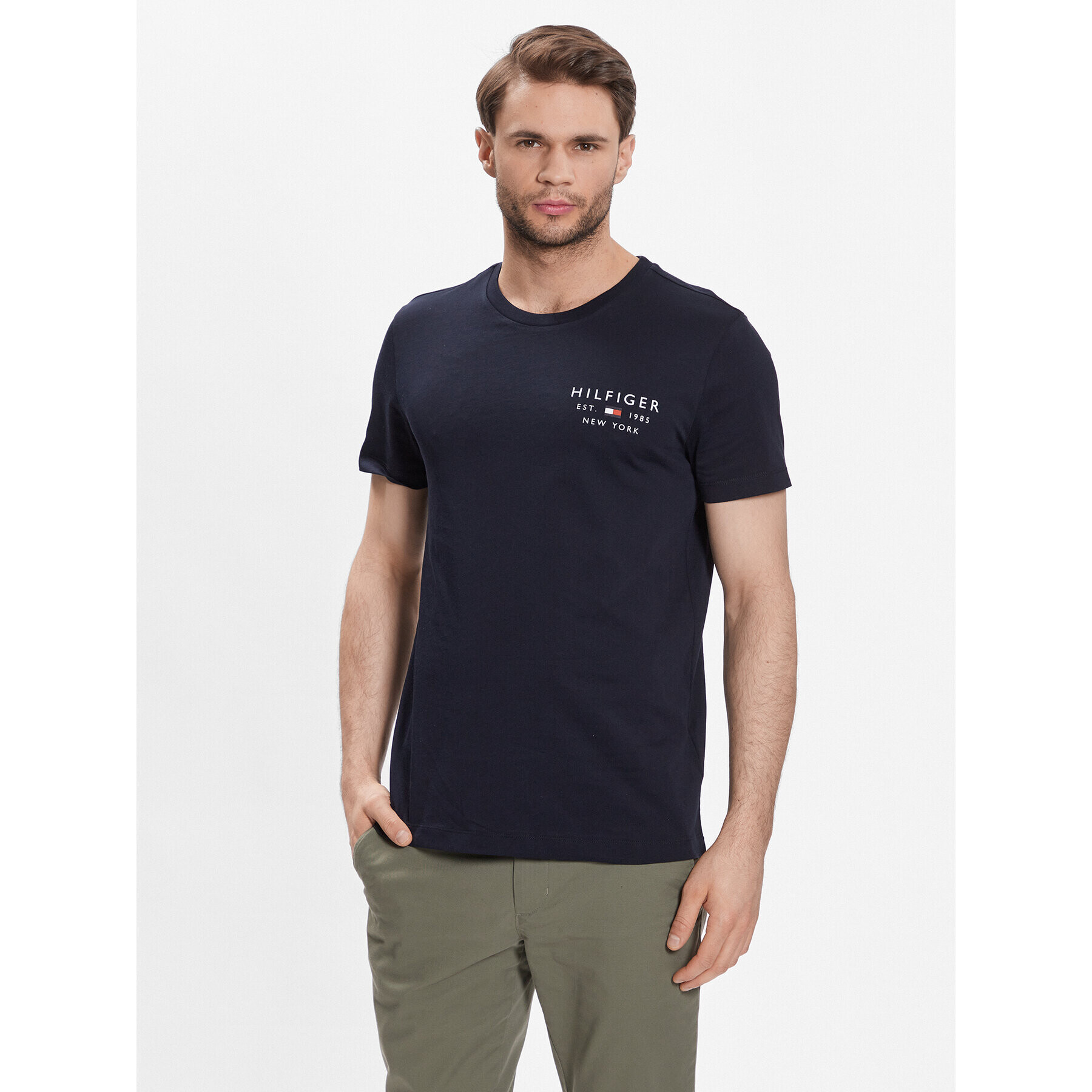 Tommy Hilfiger Tričko Brand Love Small Logo MW0MW30033 Tmavomodrá Slim Fit - Pepit.sk