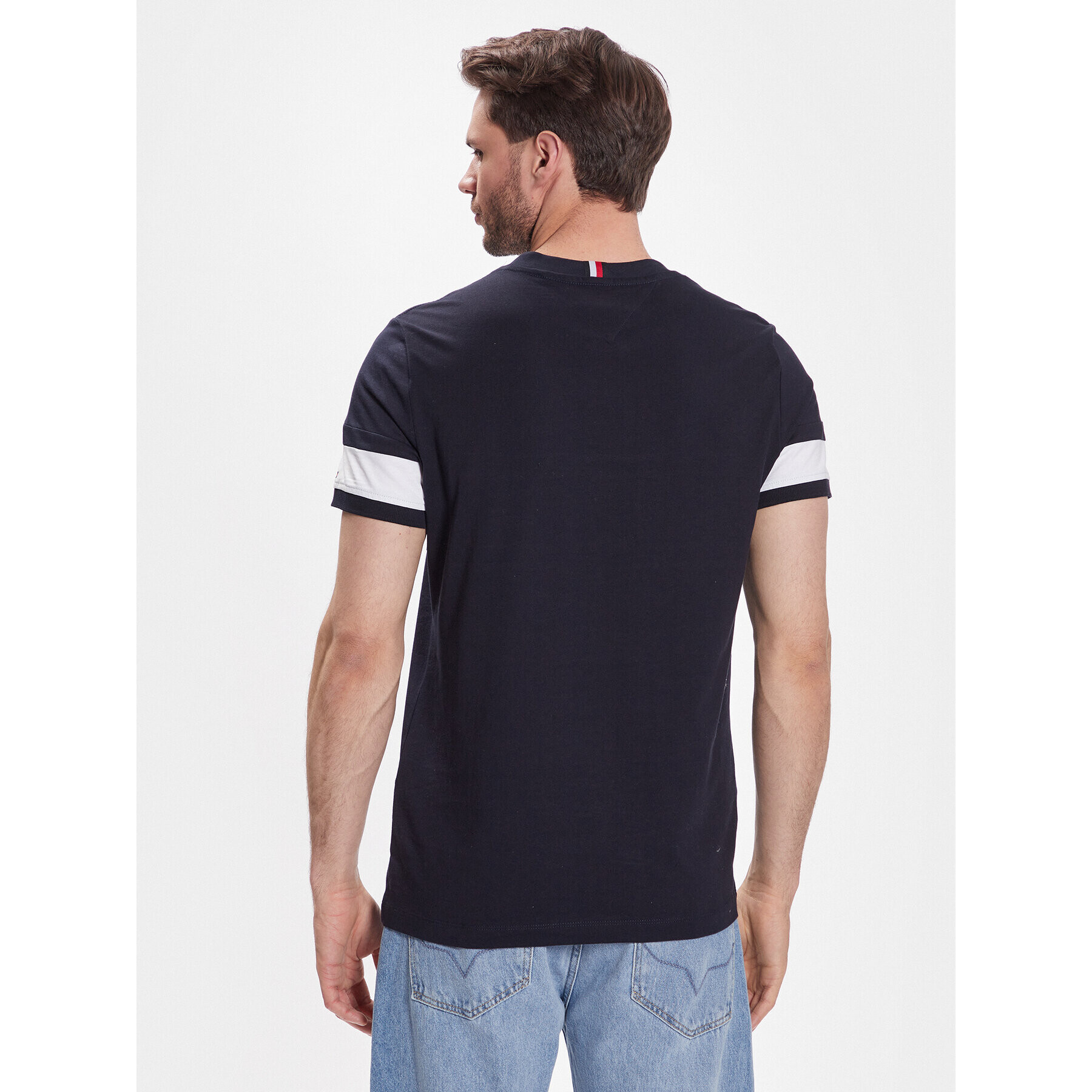 Tommy Hilfiger Tričko Colorblock Placement MW0MW29282 Tmavomodrá Slim Fit - Pepit.sk