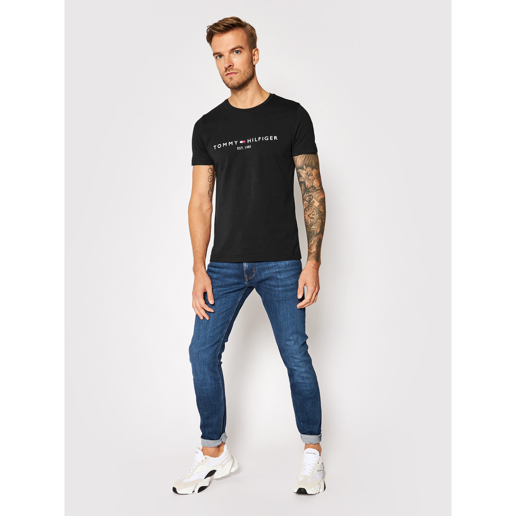 Tommy Hilfiger Tričko Core Logo Tee MW0MW11465 Čierna Slim Fit - Pepit.sk