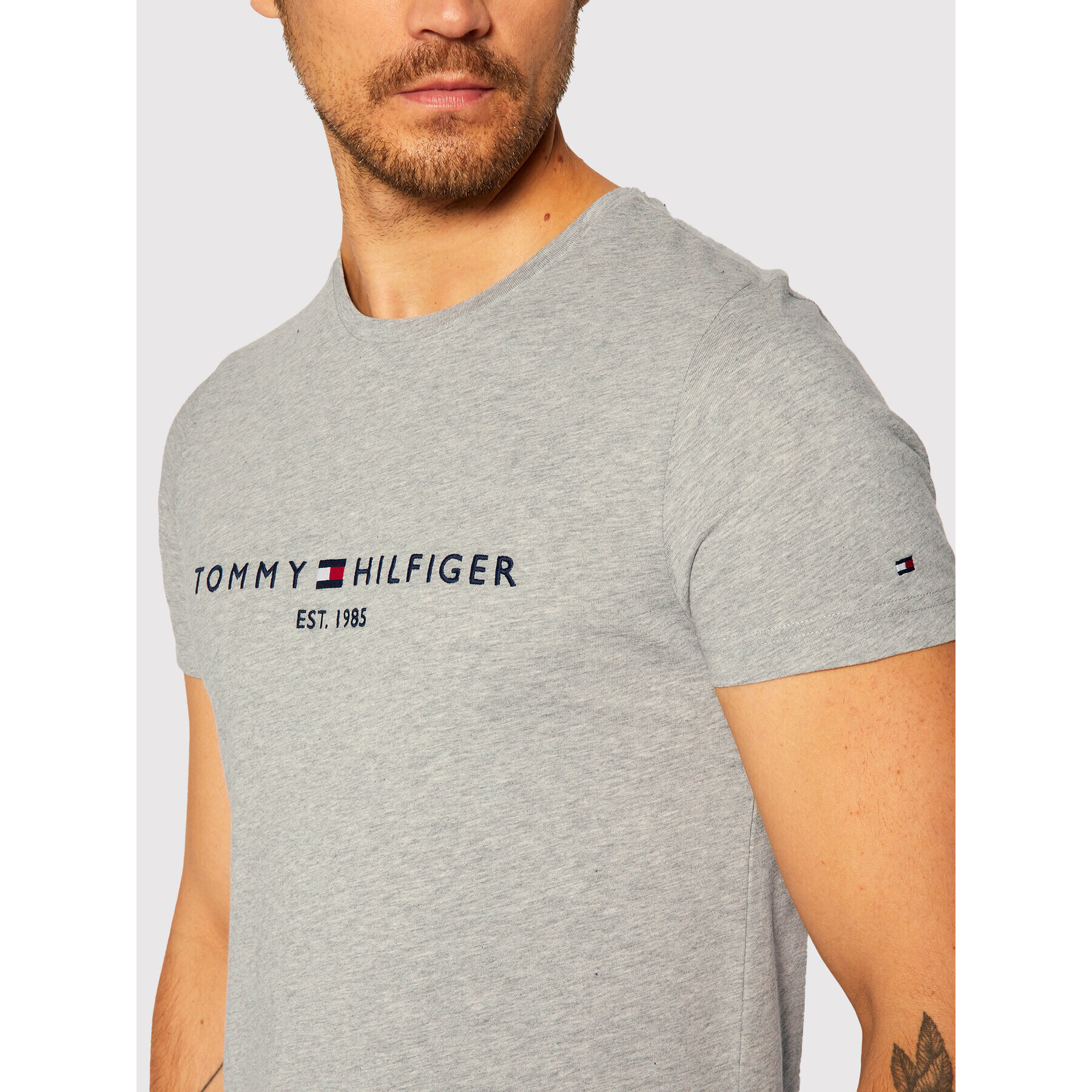 Tommy Hilfiger Tričko Core Logo Tee MW0MW11465 Sivá Slim Fit - Pepit.sk