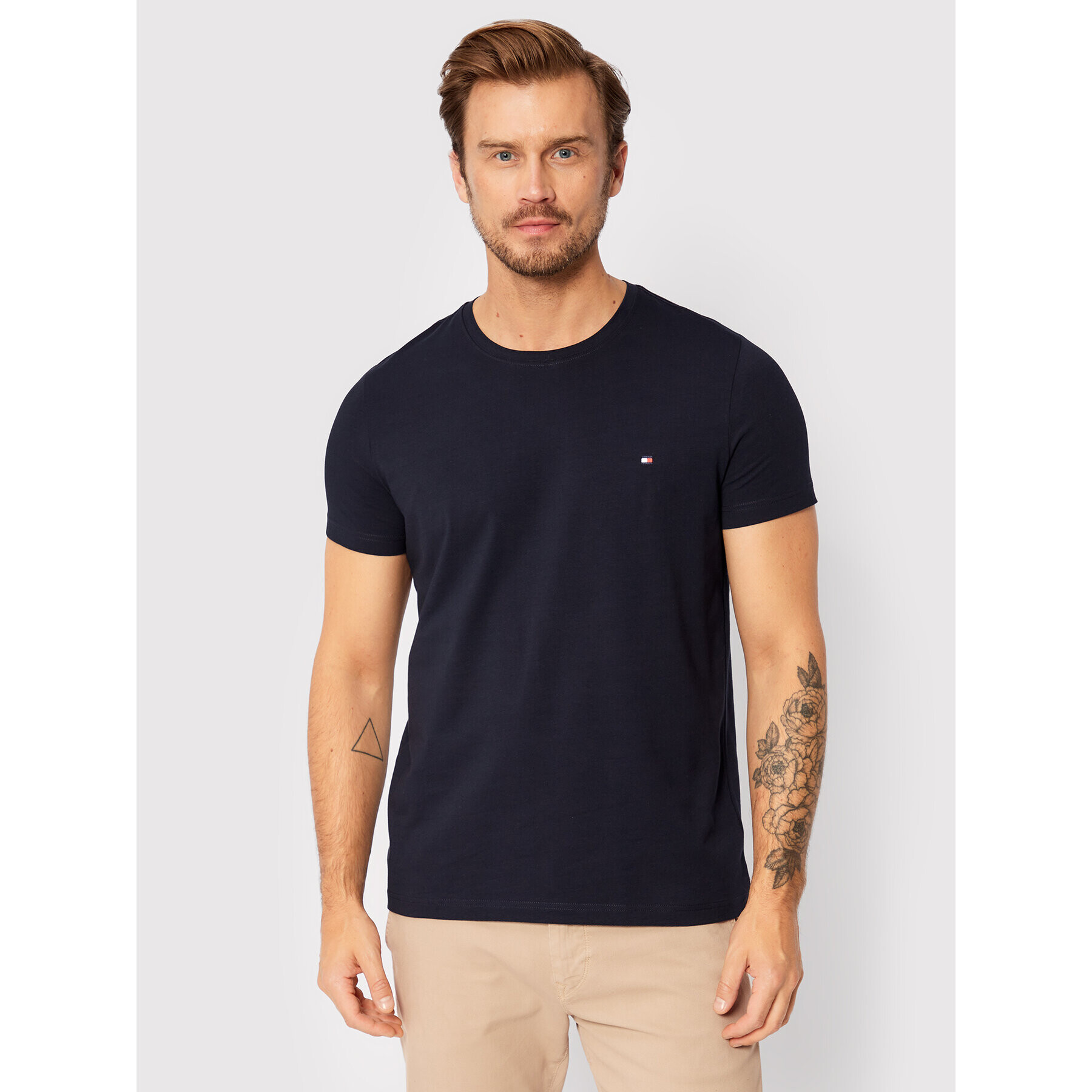 Tommy Hilfiger Tričko Core Stretch MW0MW27539 Tmavomodrá Slim Fit - Pepit.sk