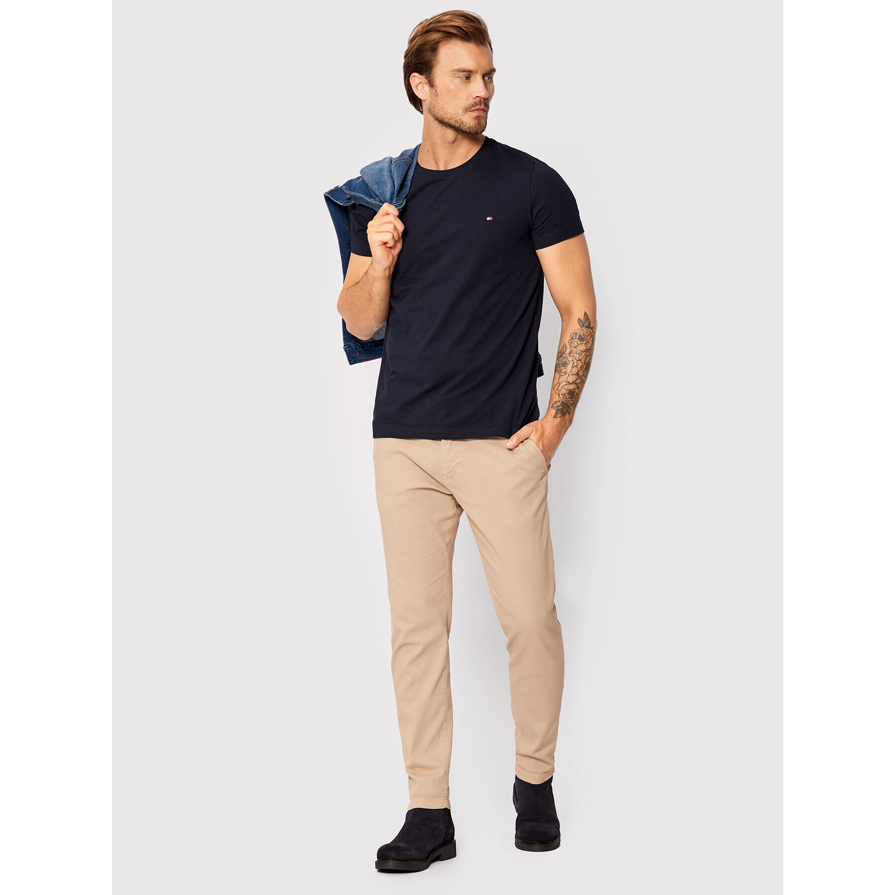 Tommy Hilfiger Tričko Core Stretch MW0MW27539 Tmavomodrá Slim Fit - Pepit.sk