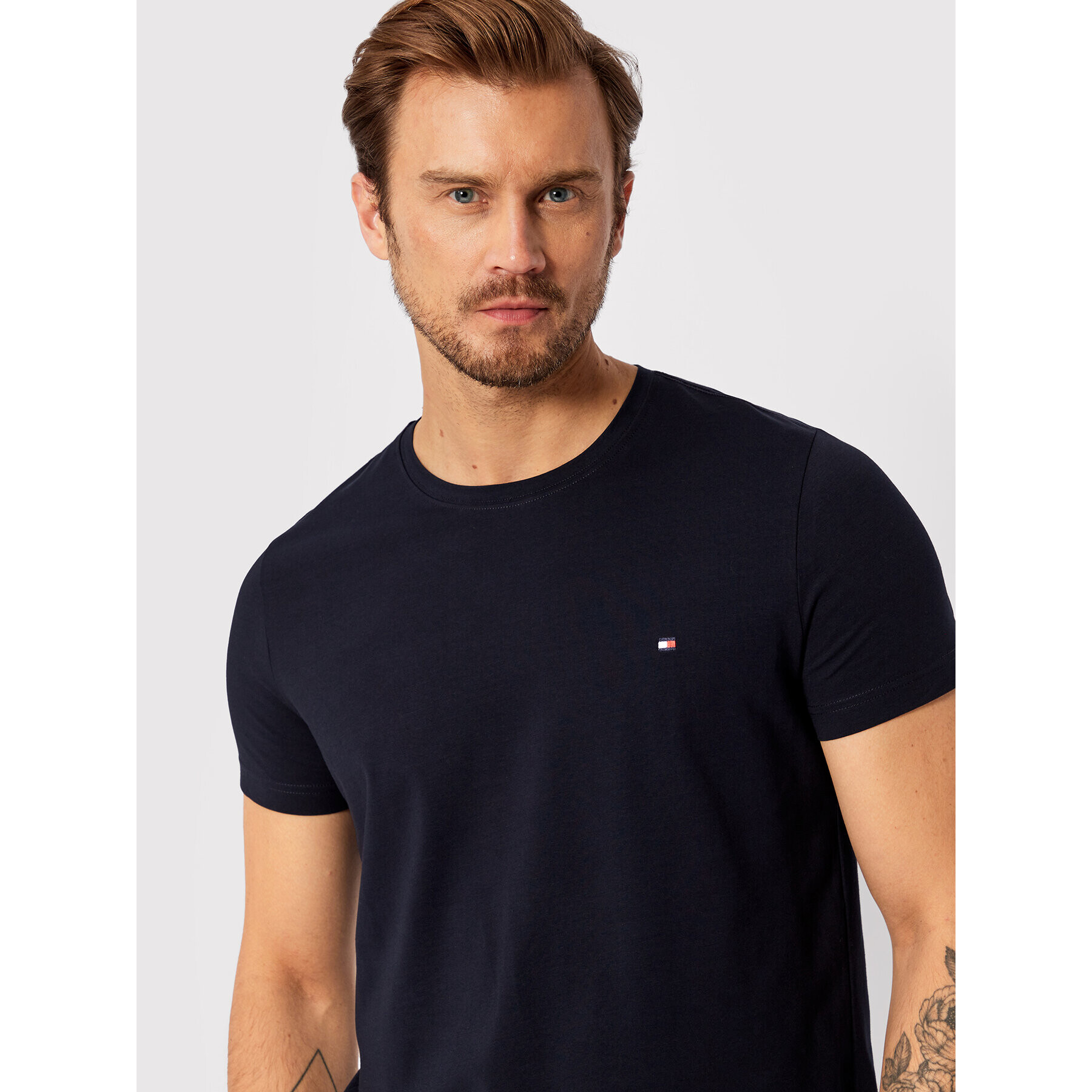 Tommy Hilfiger Tričko Core Stretch MW0MW27539 Tmavomodrá Slim Fit - Pepit.sk