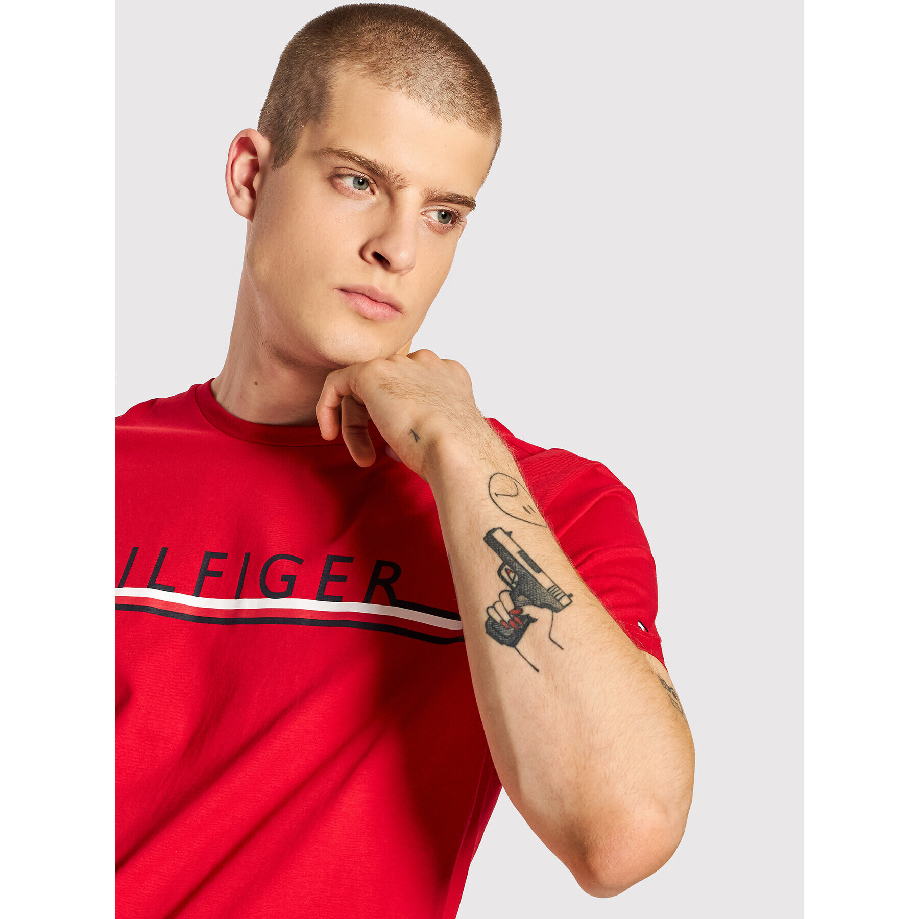 Tommy Hilfiger Tričko Corp Stripe MW0MW20153 Červená Regular Fit - Pepit.sk