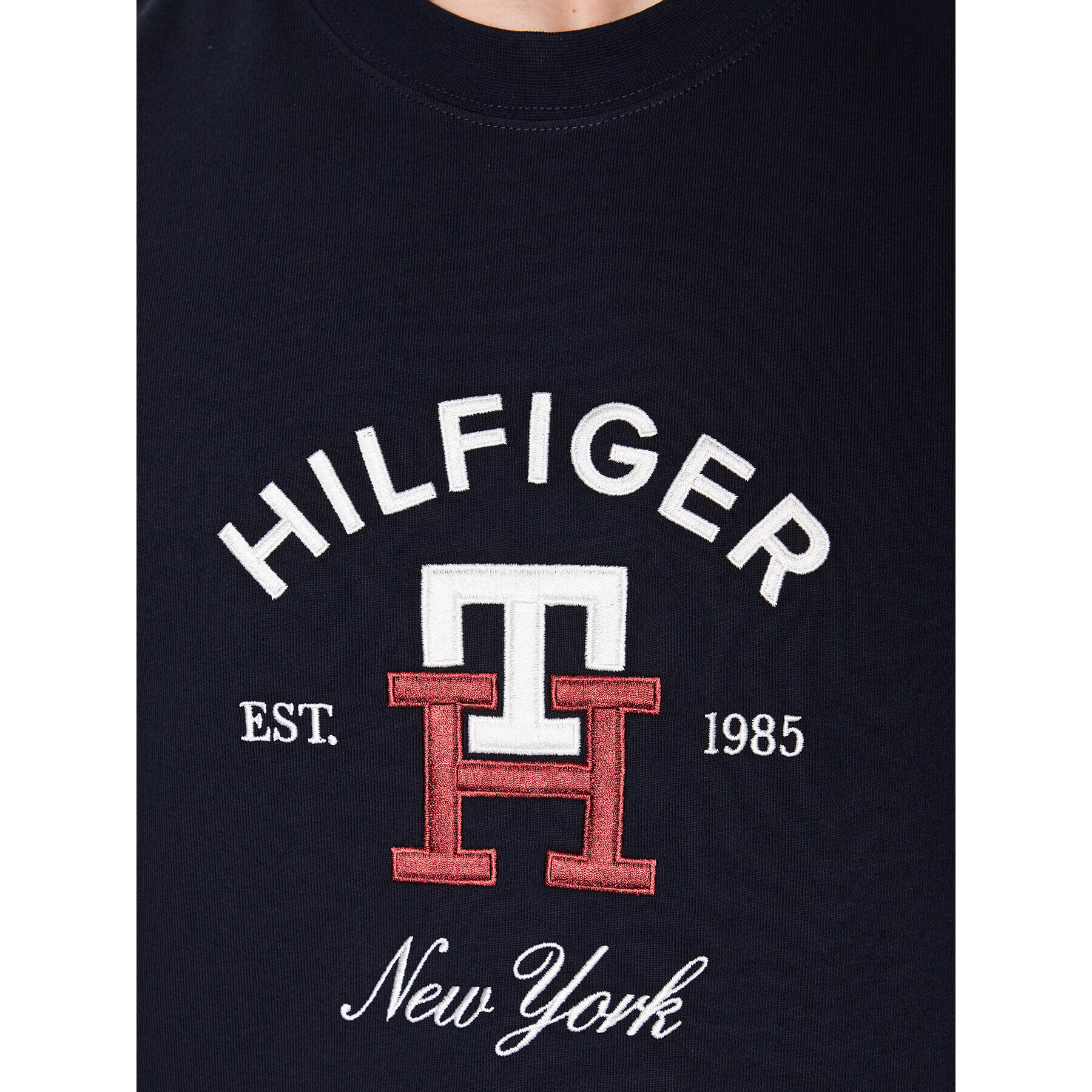 Tommy Hilfiger Tričko Curved Monogram MW0MW30043 Tmavomodrá Regular Fit - Pepit.sk