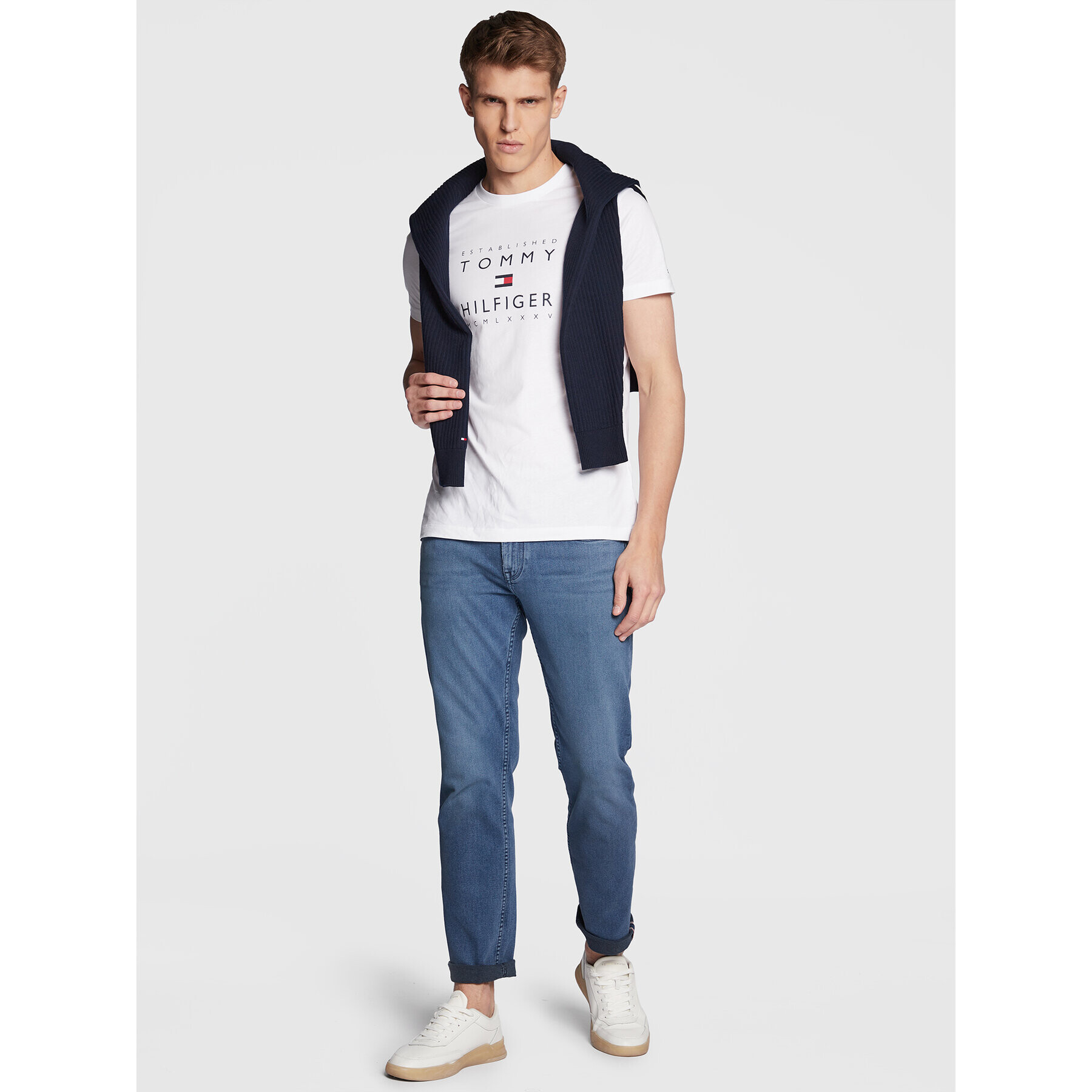 Tommy Hilfiger Tričko Established MW0MW29377 Biela Slim Fit - Pepit.sk