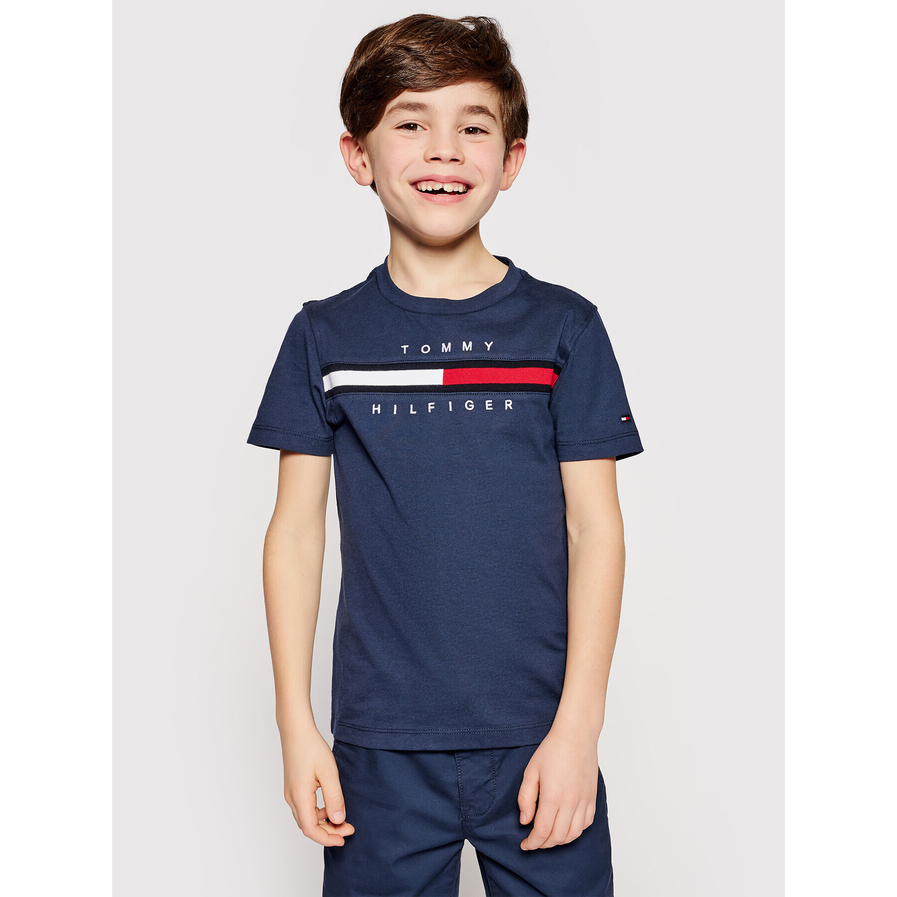 Tommy Hilfiger Tričko Flag Rib Insert KB0KB06532 D Tmavomodrá Regular Fit - Pepit.sk