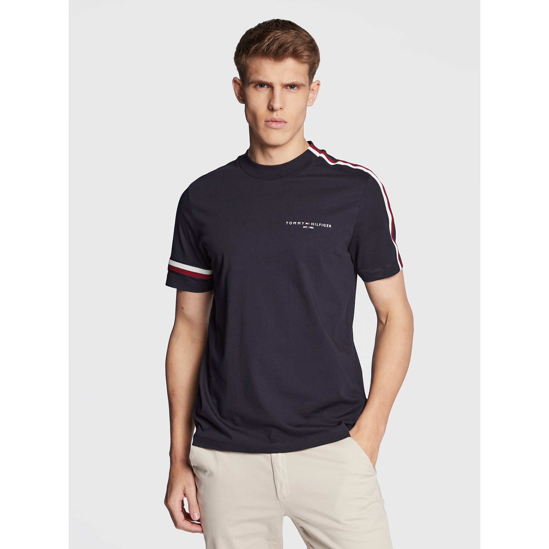 Tommy Hilfiger Tričko Global Stripe MW0MW29393 Tmavomodrá Regular Fit - Pepit.sk