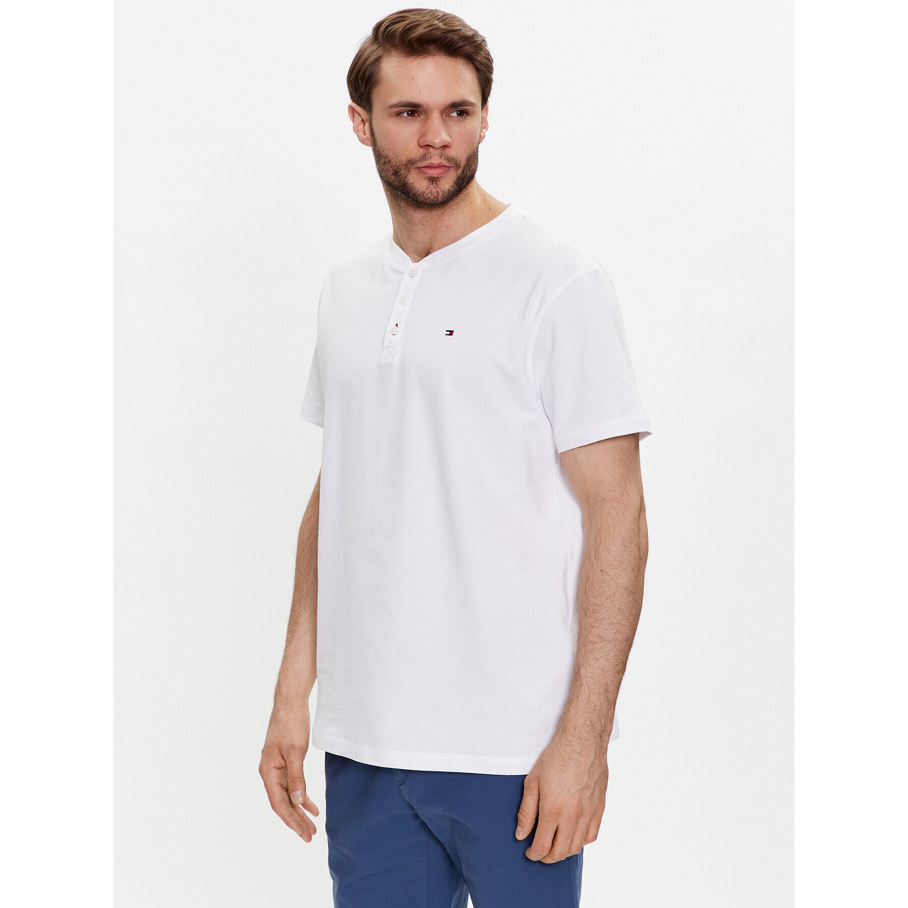 Tommy Hilfiger Tričko Henley UM0UM02803 Biela Regular Fit - Pepit.sk