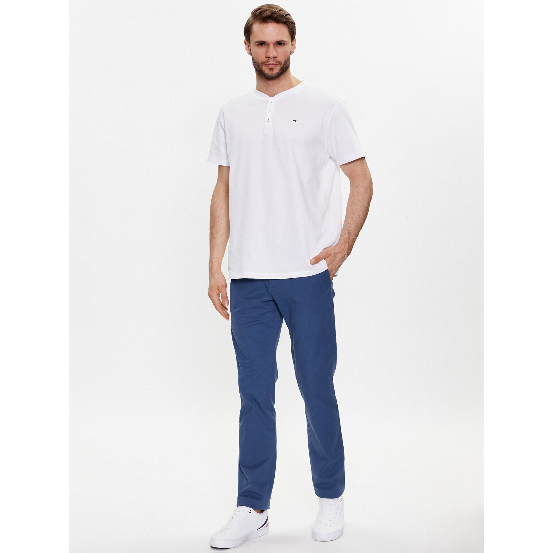 Tommy Hilfiger Tričko Henley UM0UM02803 Biela Regular Fit - Pepit.sk