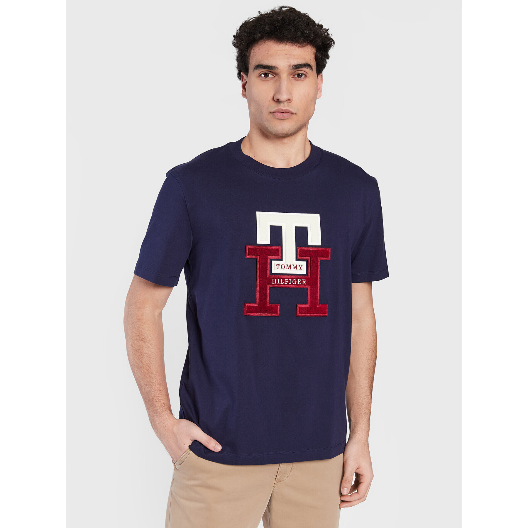 Tommy Hilfiger Tričko Icon Monogram MW0MW29597 Tmavomodrá Relaxed Fit - Pepit.sk