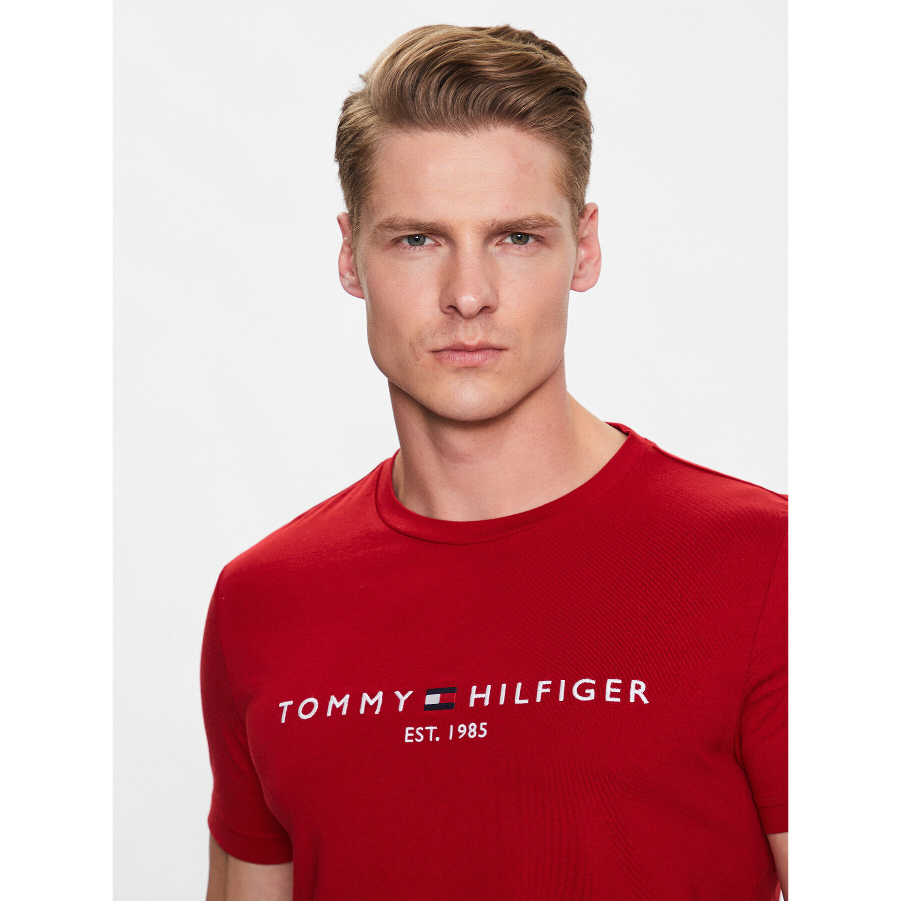 Tommy Hilfiger Tričko Logo MW0MW11797 Červená Slim Fit - Pepit.sk