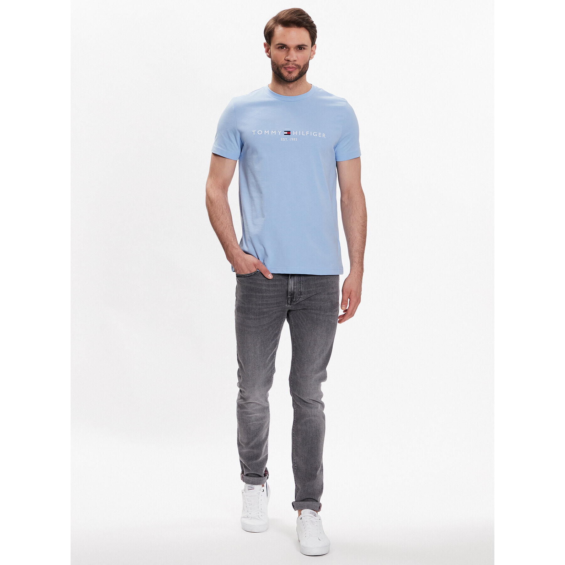 Tommy Hilfiger Tričko Logo MW0MW11797 Modrá Slim Fit - Pepit.sk