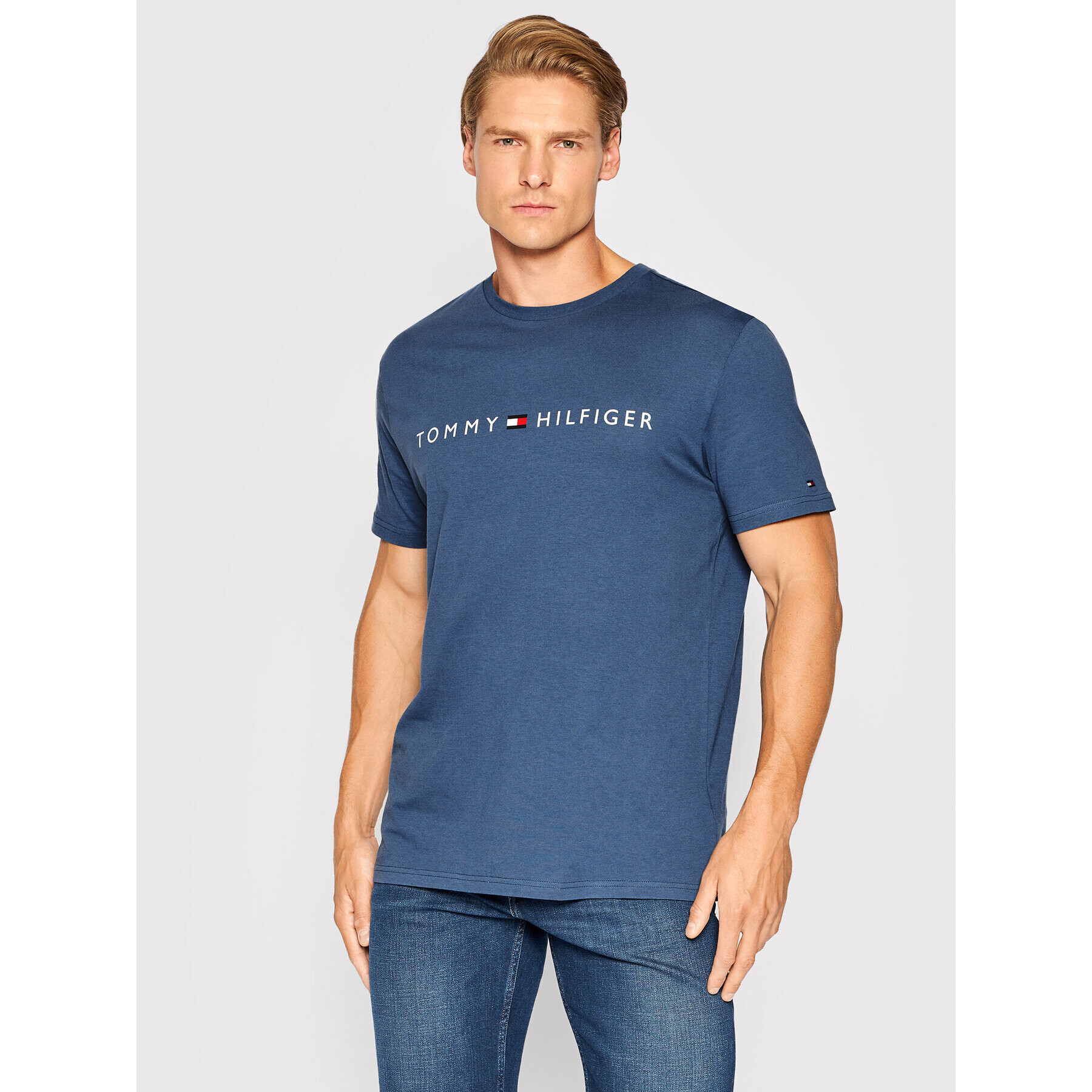 Tommy Hilfiger Tričko Logo UM0UM01434 Modrá Regular Fit - Pepit.sk