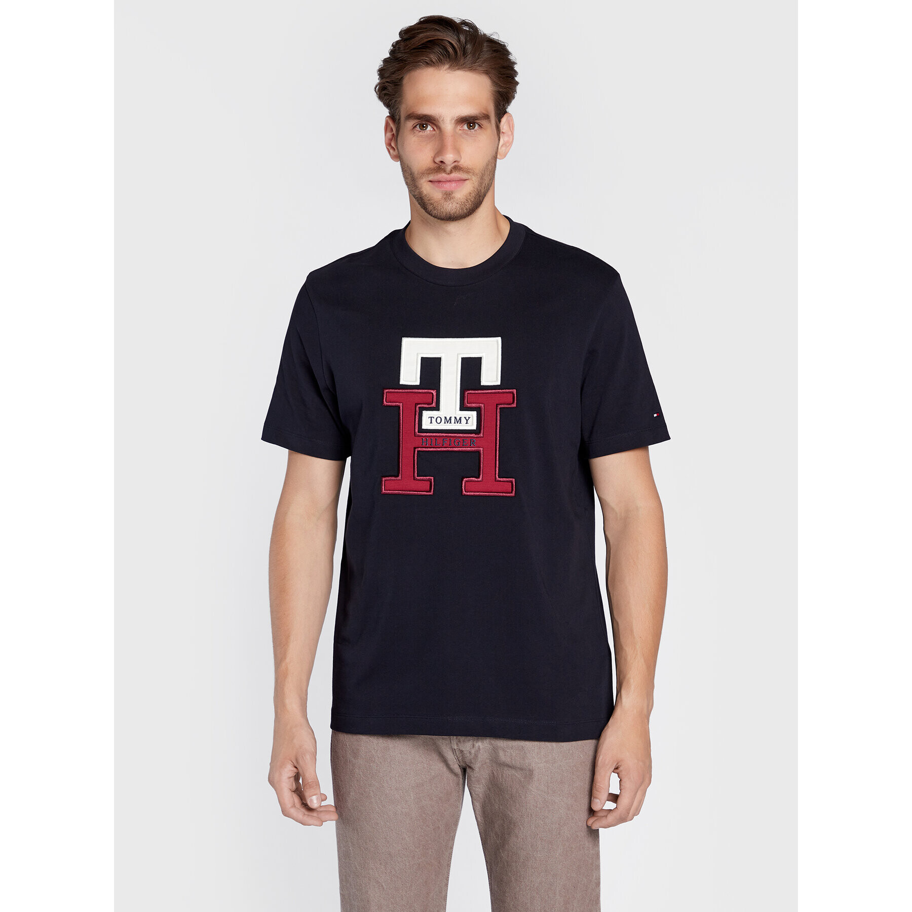 Tommy Hilfiger Tričko Lux Monogram MW0MW28230 Tmavomodrá Regular Fit - Pepit.sk