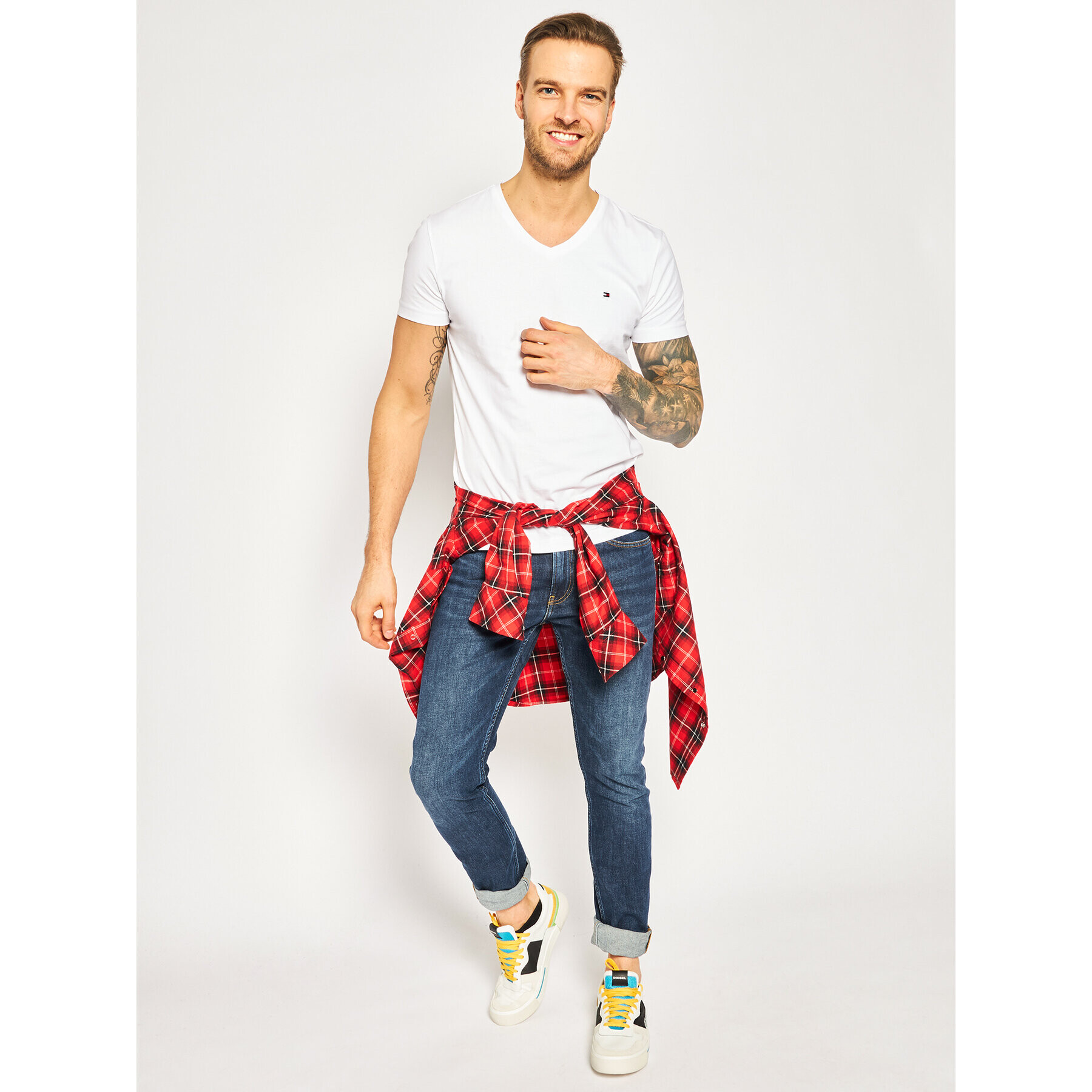 Tommy Hilfiger Tričko MW0MW02045 Biela Slim Fit - Pepit.sk