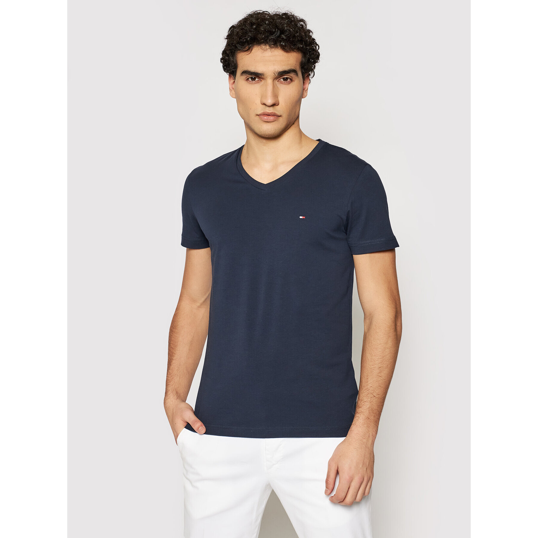 Tommy Hilfiger Tričko MW0MW02045 Tmavomodrá Slim Fit - Pepit.sk