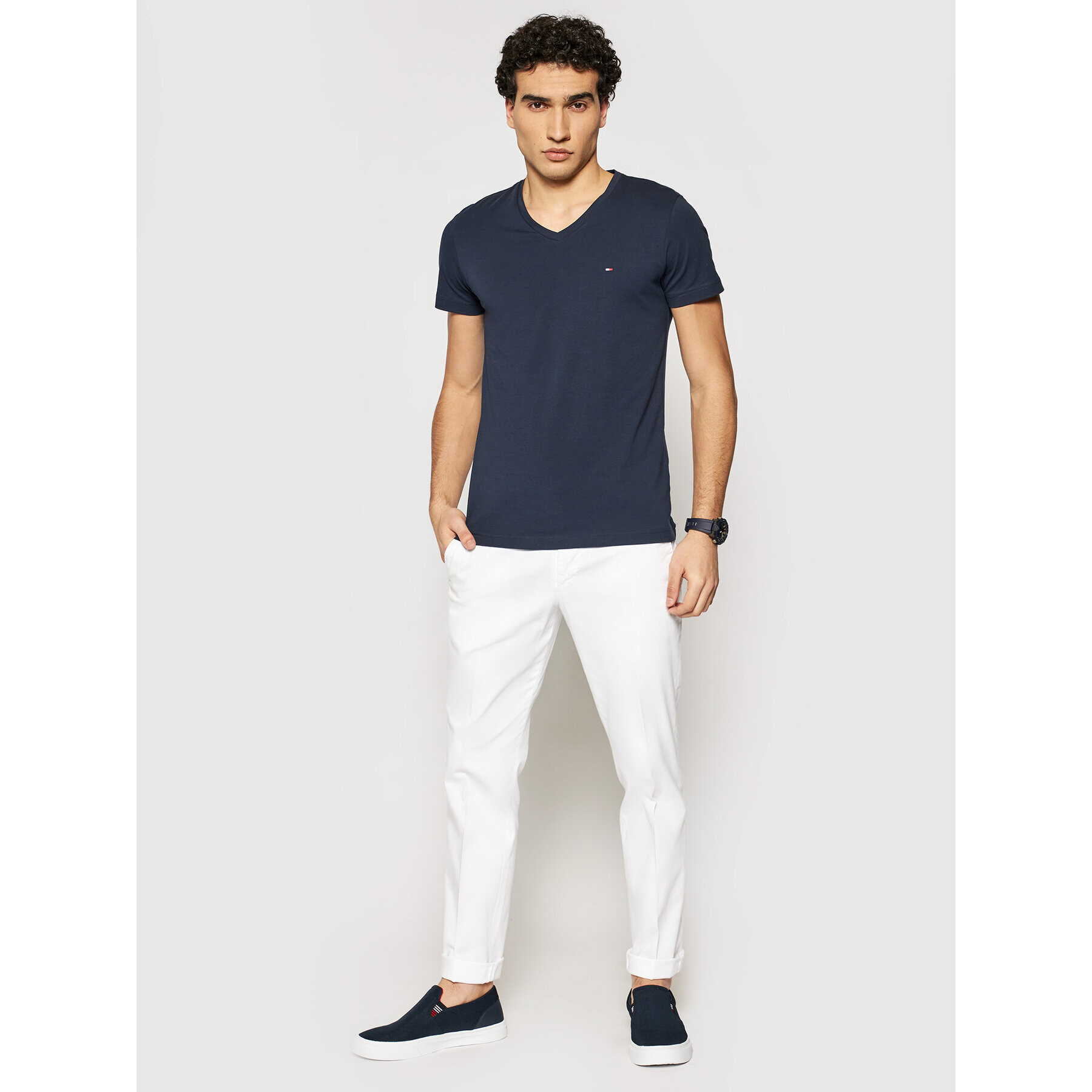 Tommy Hilfiger Tričko MW0MW02045 Tmavomodrá Slim Fit - Pepit.sk