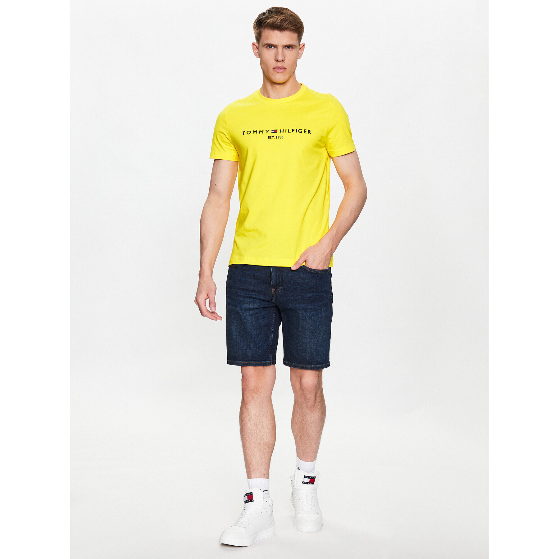 Tommy Hilfiger Tričko MW0MW11797 Žltá Slim Fit - Pepit.sk