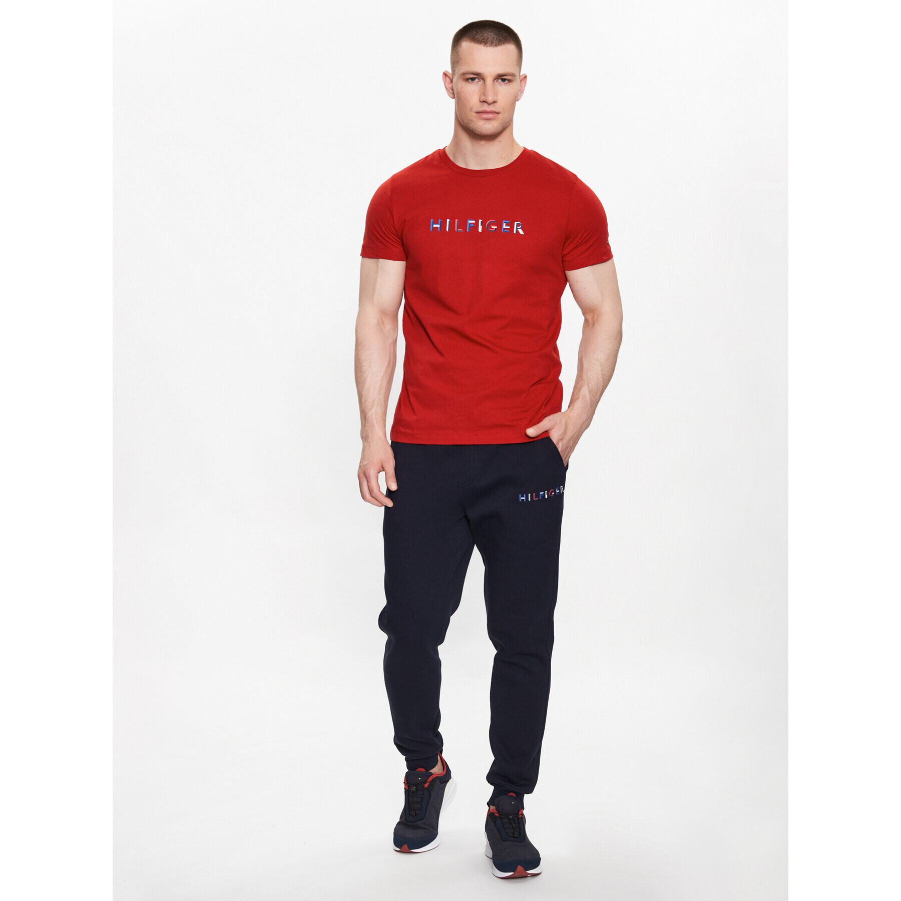 Tommy Hilfiger Tričko MW0MW31535 Červená Slim Fit - Pepit.sk