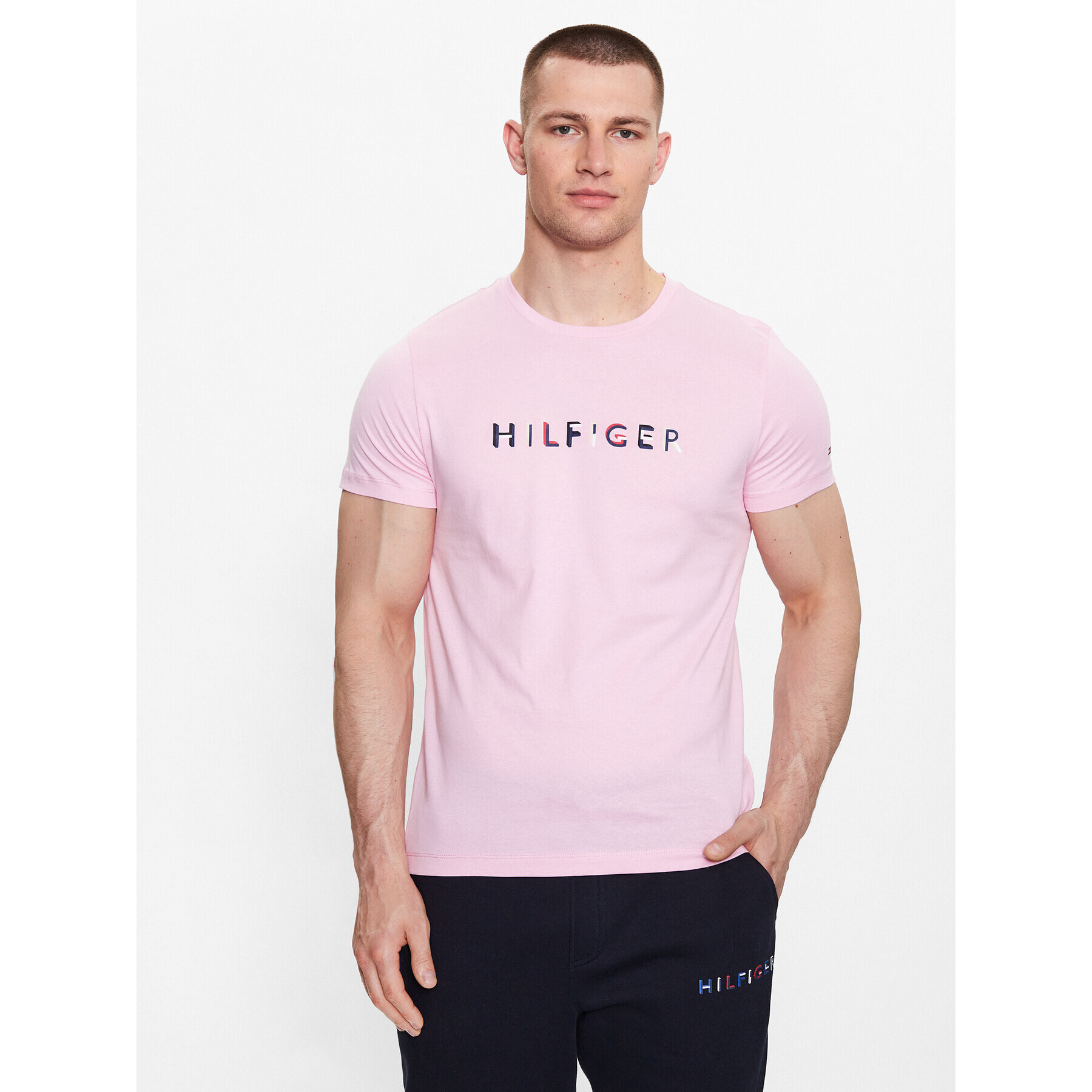 Tommy Hilfiger Tričko MW0MW31535 Ružová Slim Fit - Pepit.sk