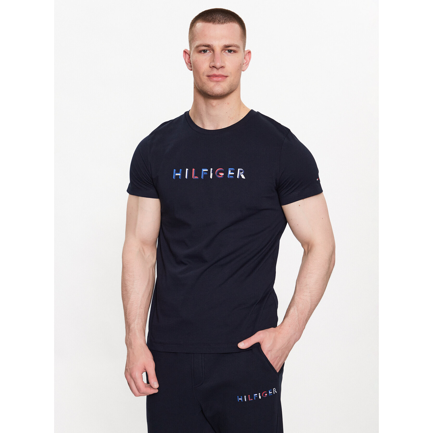 Tommy Hilfiger Tričko MW0MW31535 Tmavomodrá Slim Fit - Pepit.sk