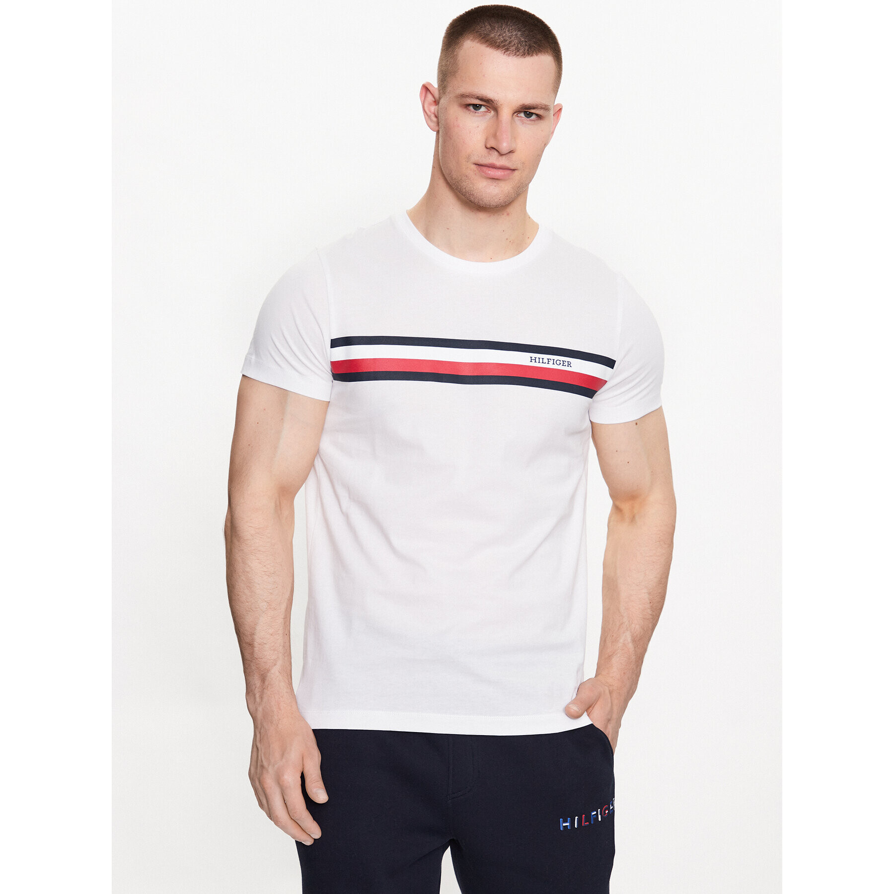 Tommy Hilfiger Tričko MW0MW32119 Biela Slim Fit - Pepit.sk