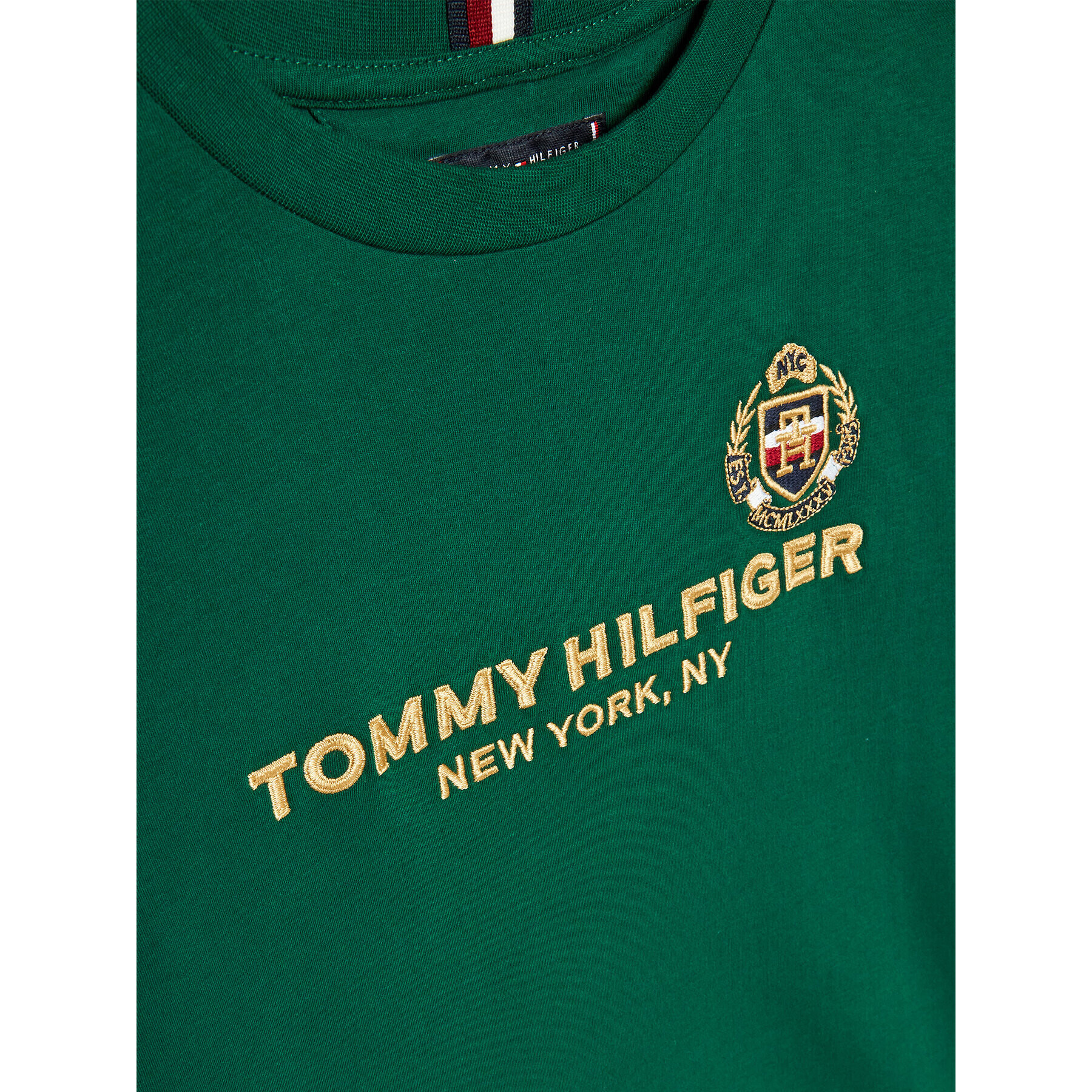 Tommy Hilfiger Tričko New York Crest KB0KB08029 Zelená Regular Fit - Pepit.sk