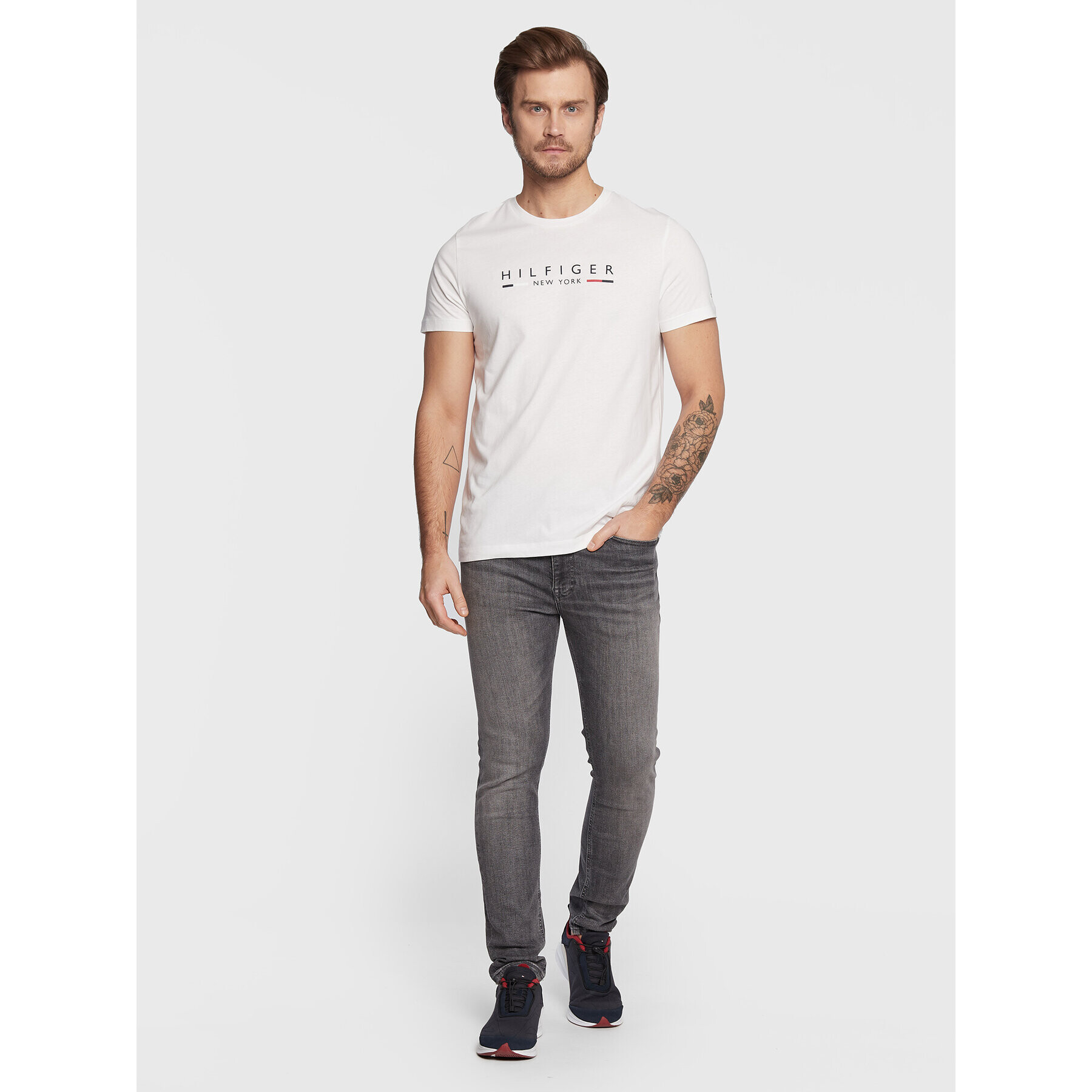 Tommy Hilfiger Tričko New York MW0MW29372 Biela Slim Fit - Pepit.sk