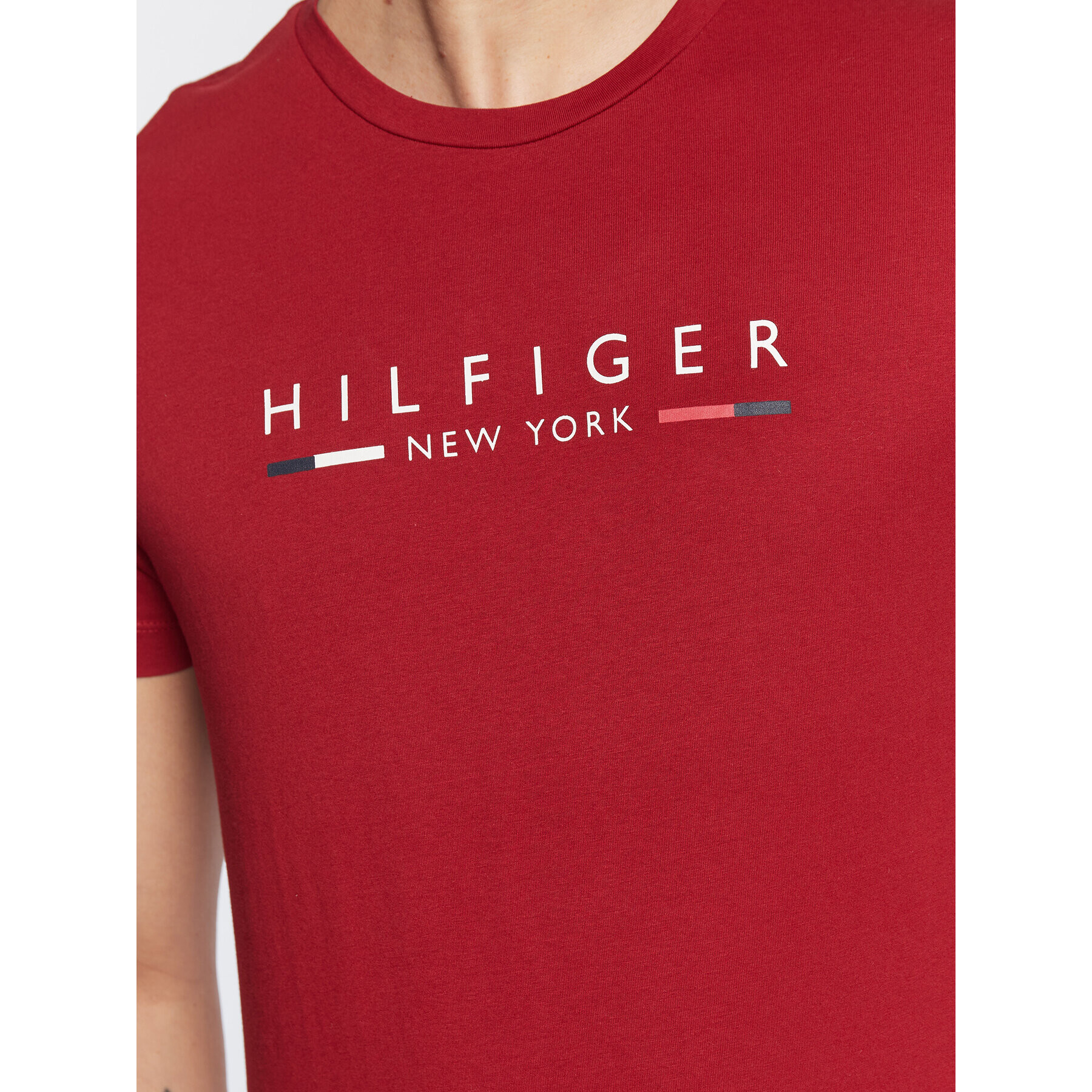 Tommy Hilfiger Tričko New York MW0MW29372 Bordová Slim Fit - Pepit.sk