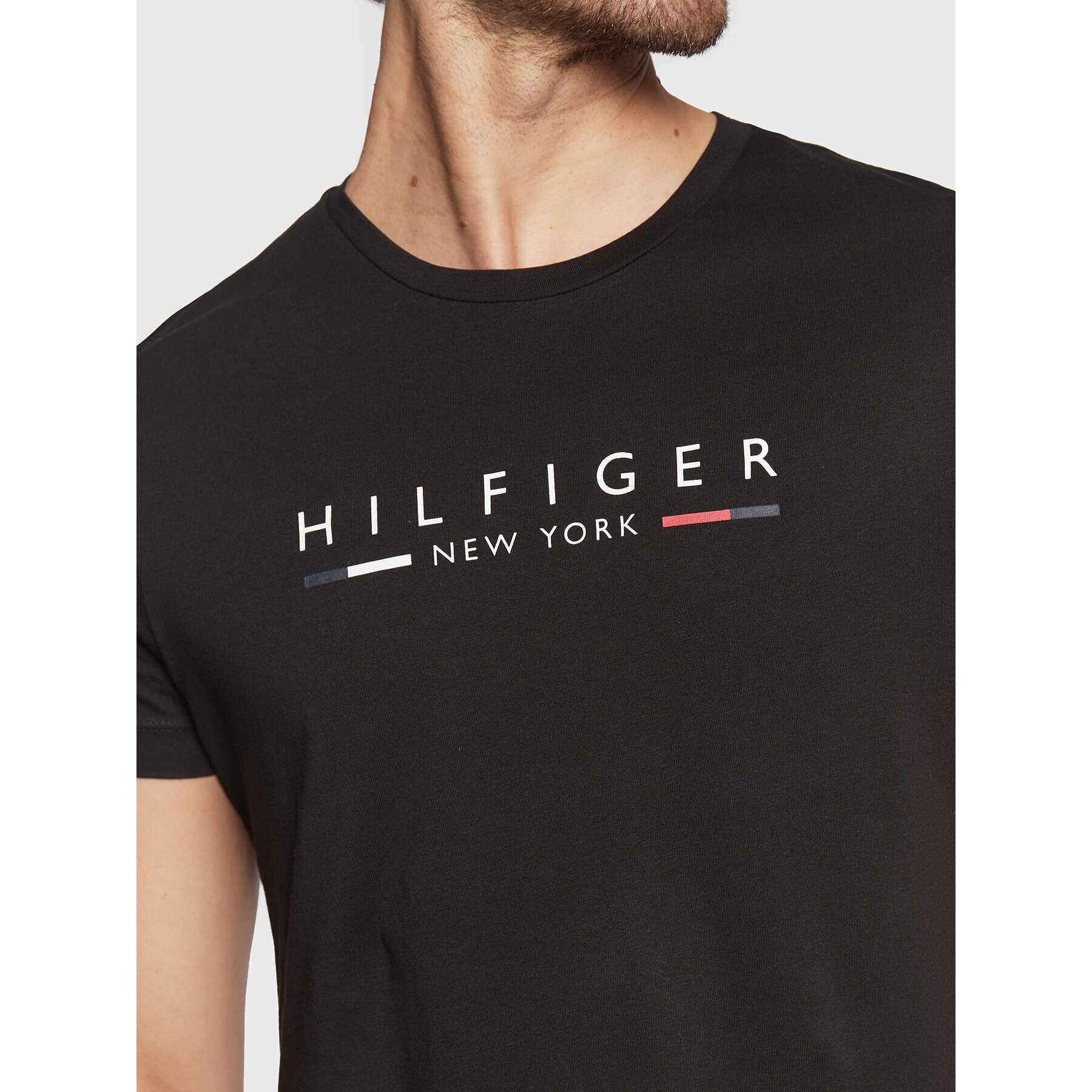 Tommy Hilfiger Tričko New York MW0MW29372 Čierna Slim Fit - Pepit.sk