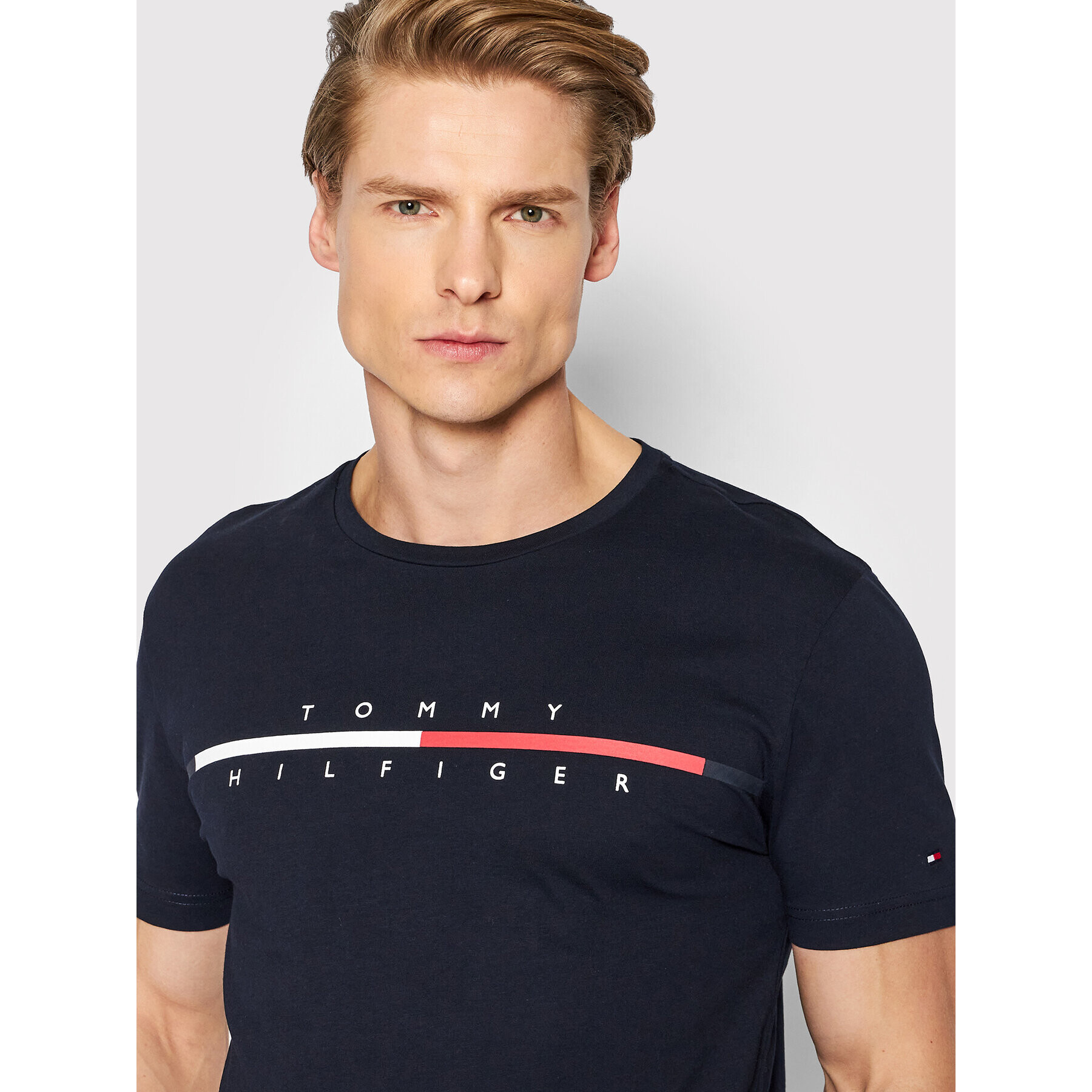 Tommy Hilfiger Tričko Split Logo MW0MW22128 Tmavomodrá Regular Fit - Pepit.sk