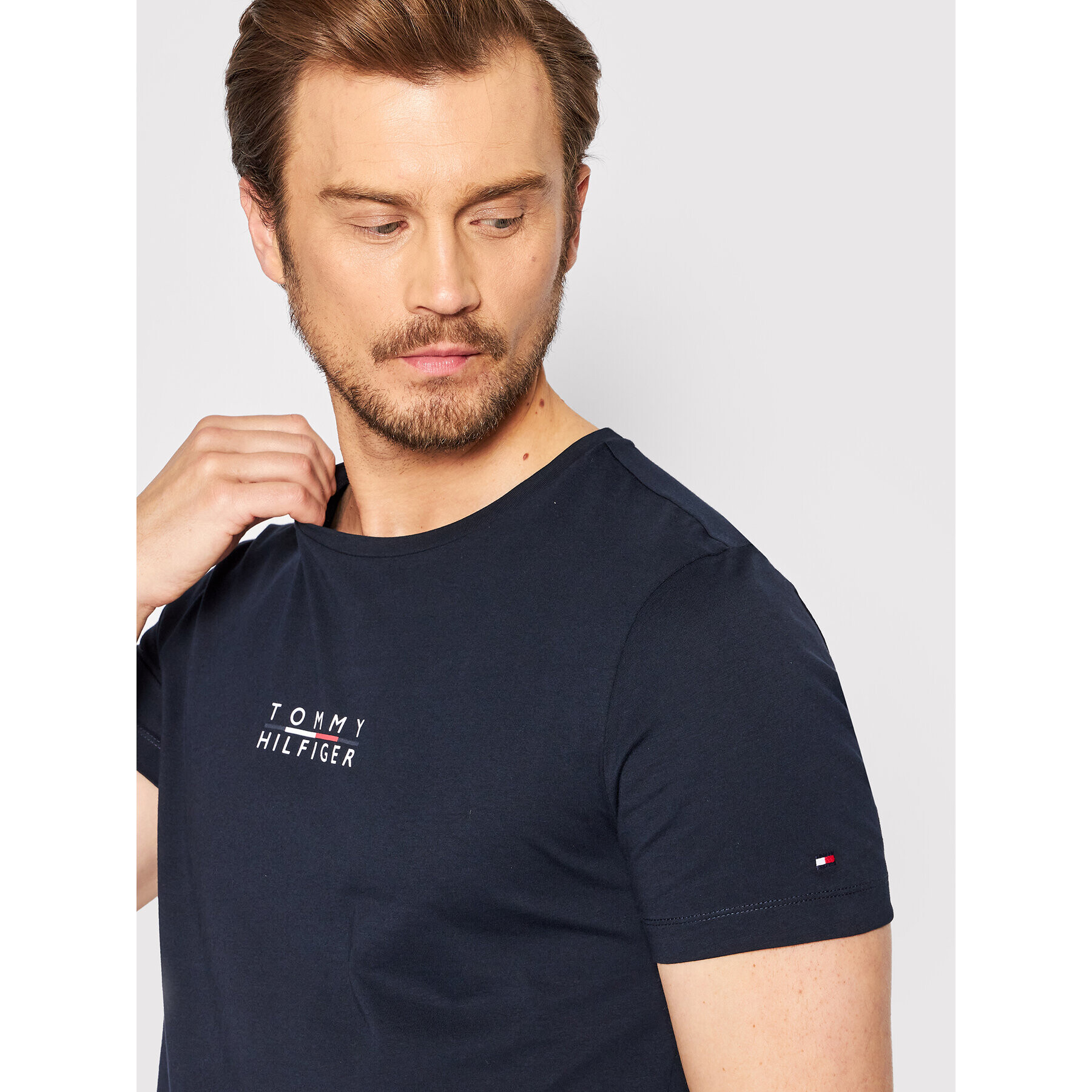 Tommy Hilfiger Tričko Square Logo MW0MW24547 Tmavomodrá Regular Fit - Pepit.sk