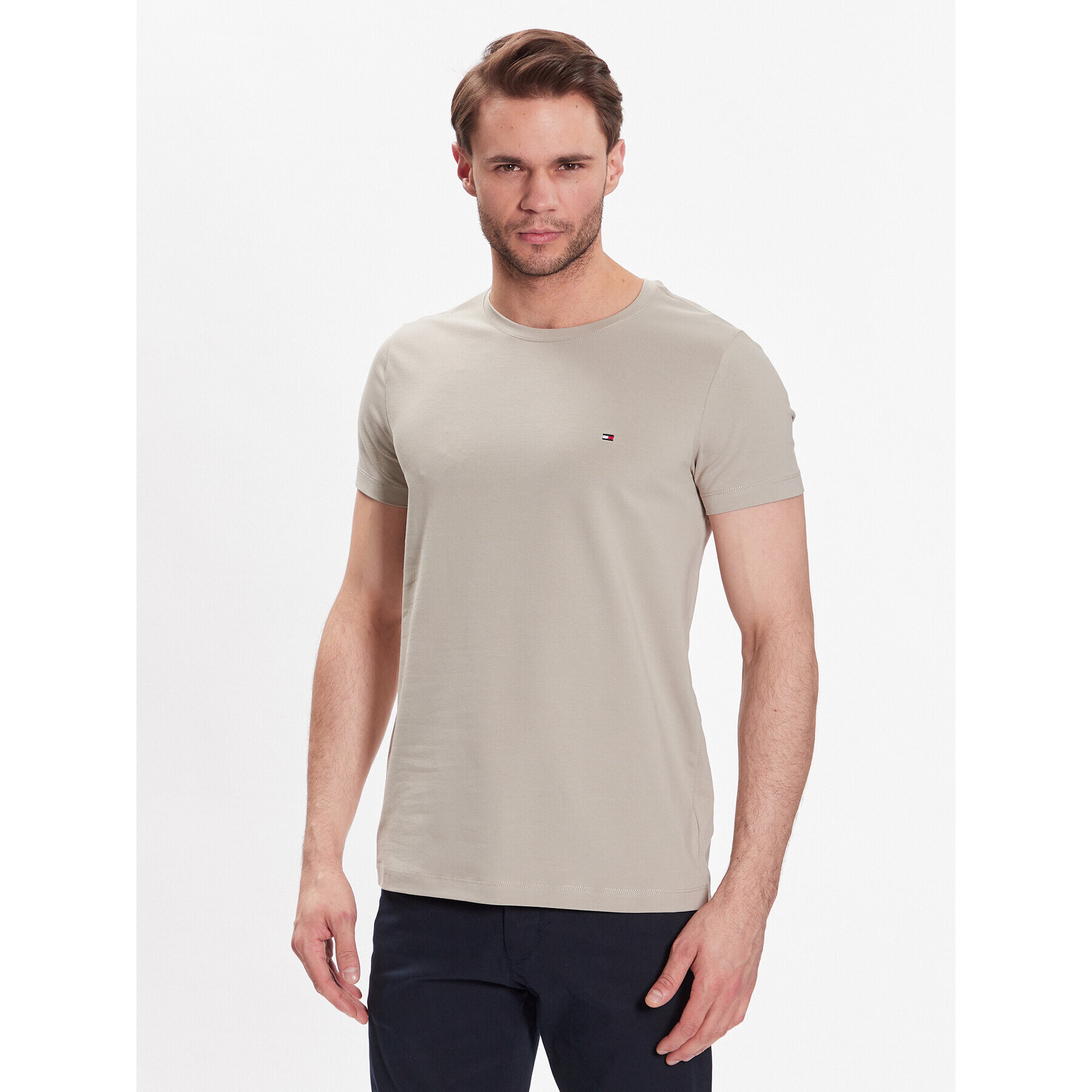 Tommy Hilfiger Tričko Stretch MW0MW10800 Béžová Extra Slim Fit - Pepit.sk