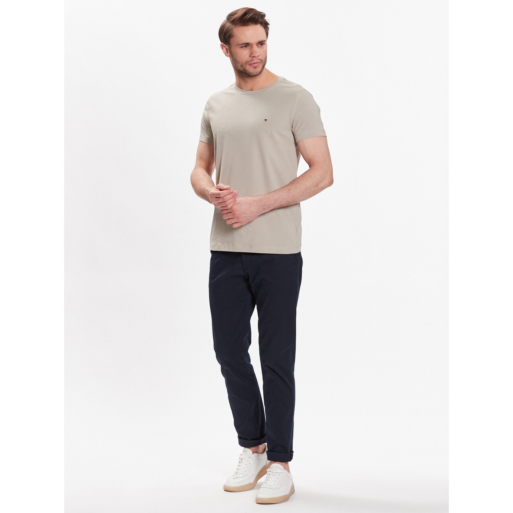 Tommy Hilfiger Tričko Stretch MW0MW10800 Béžová Extra Slim Fit - Pepit.sk