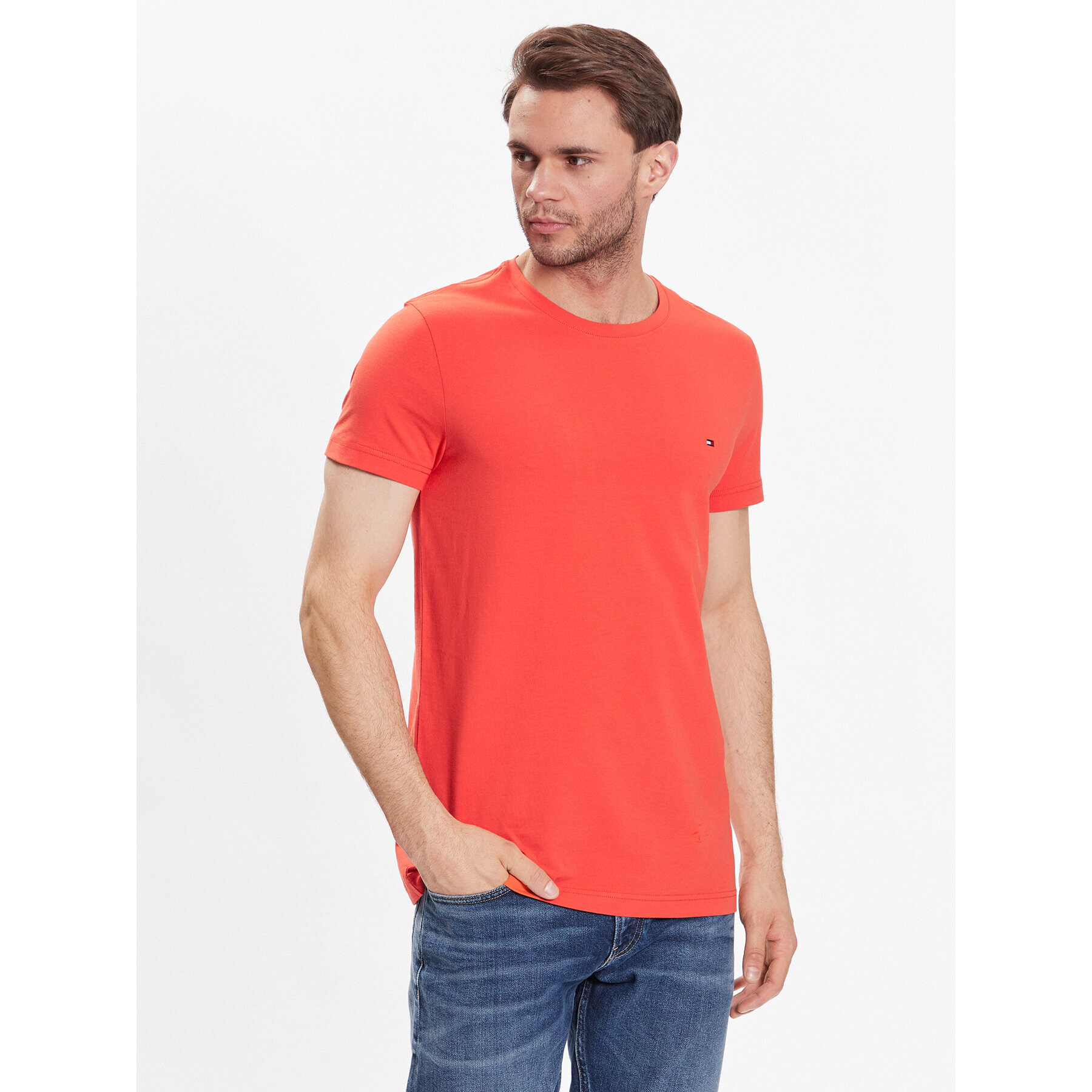 Tommy Hilfiger Tričko Stretch MW0MW10800 Oranžová Extra Slim Fit - Pepit.sk