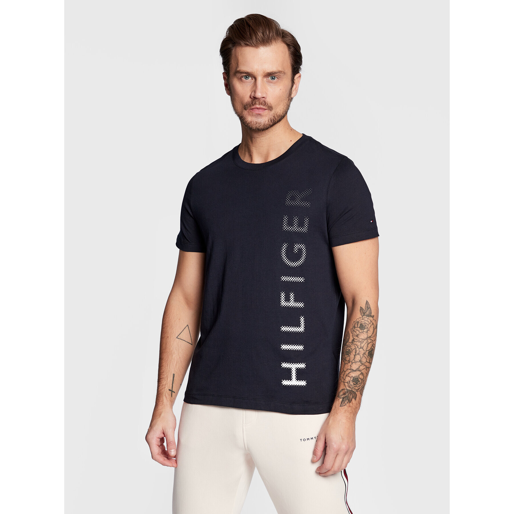 Tommy Hilfiger Tričko Vertical Gradient MW0MW29668 Tmavomodrá Slim Fit - Pepit.sk