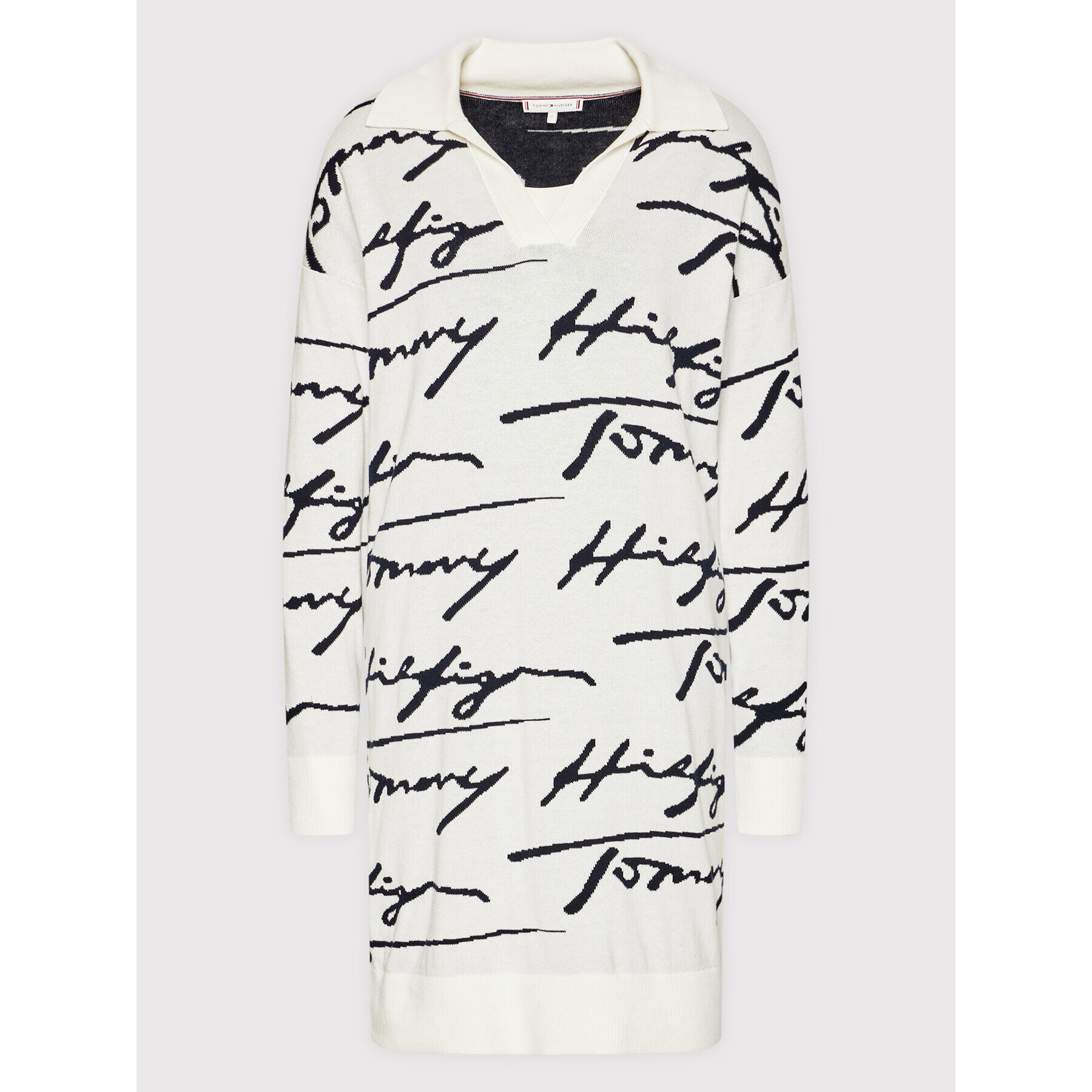 Tommy Hilfiger Úpletové šaty All Over WW0WW32793 Biela Relaxed Fit - Pepit.sk