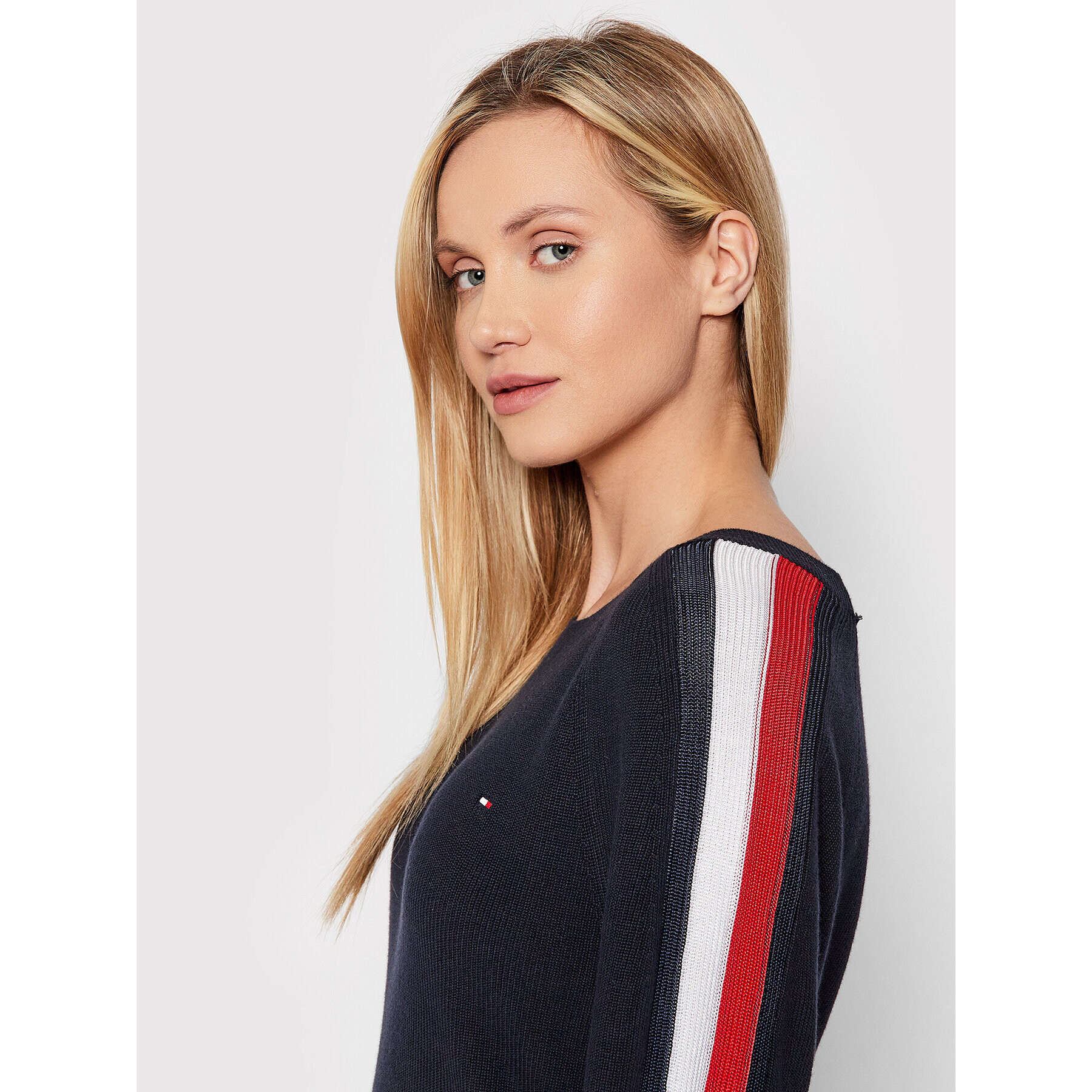 Tommy Hilfiger Úpletové šaty Global Stripe WW0WW31474 Tmavomodrá Regular Fit - Pepit.sk